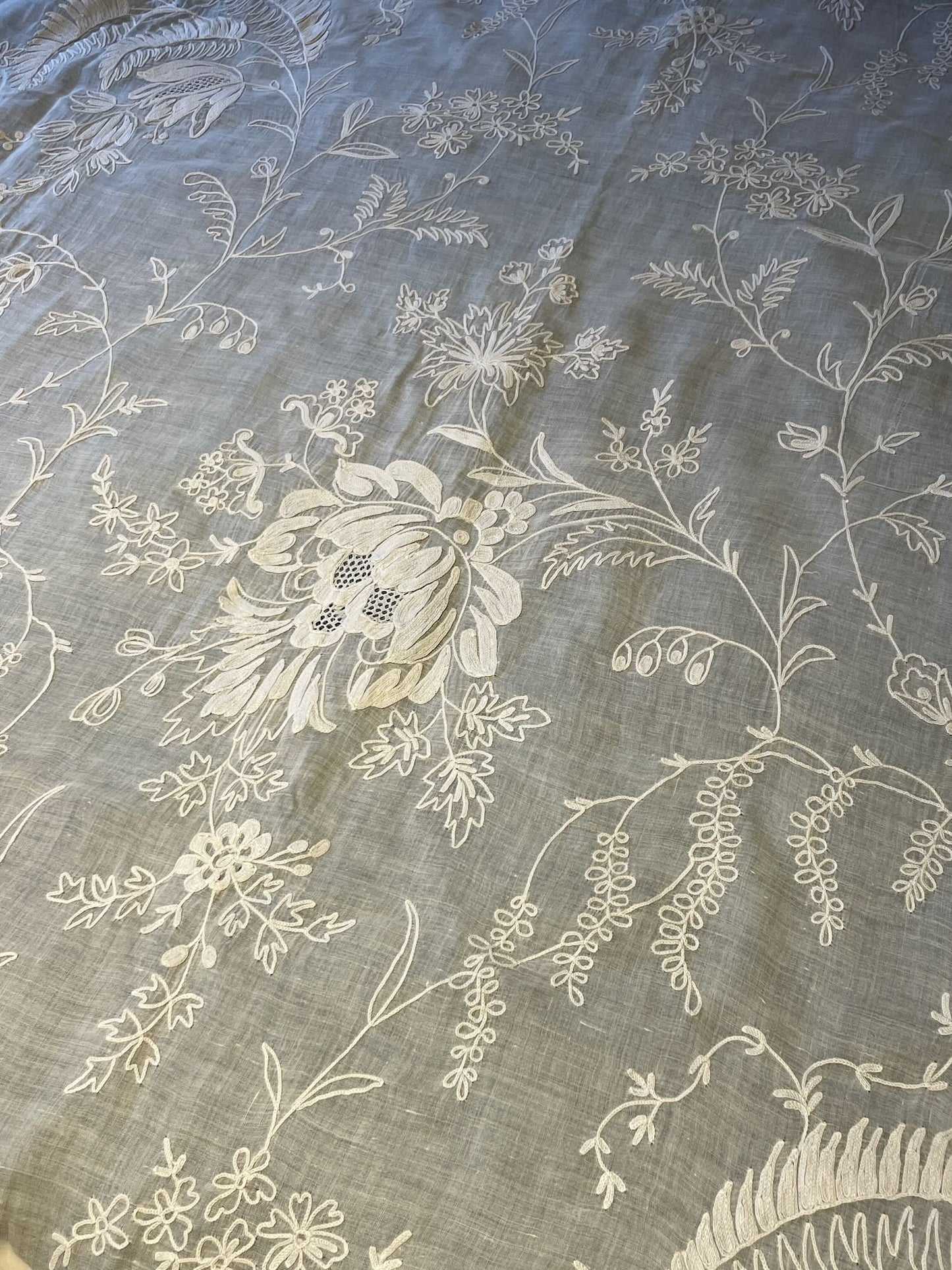 antique french curtain rideau de cornelys hand embroidered sheer window treatment long floral paris