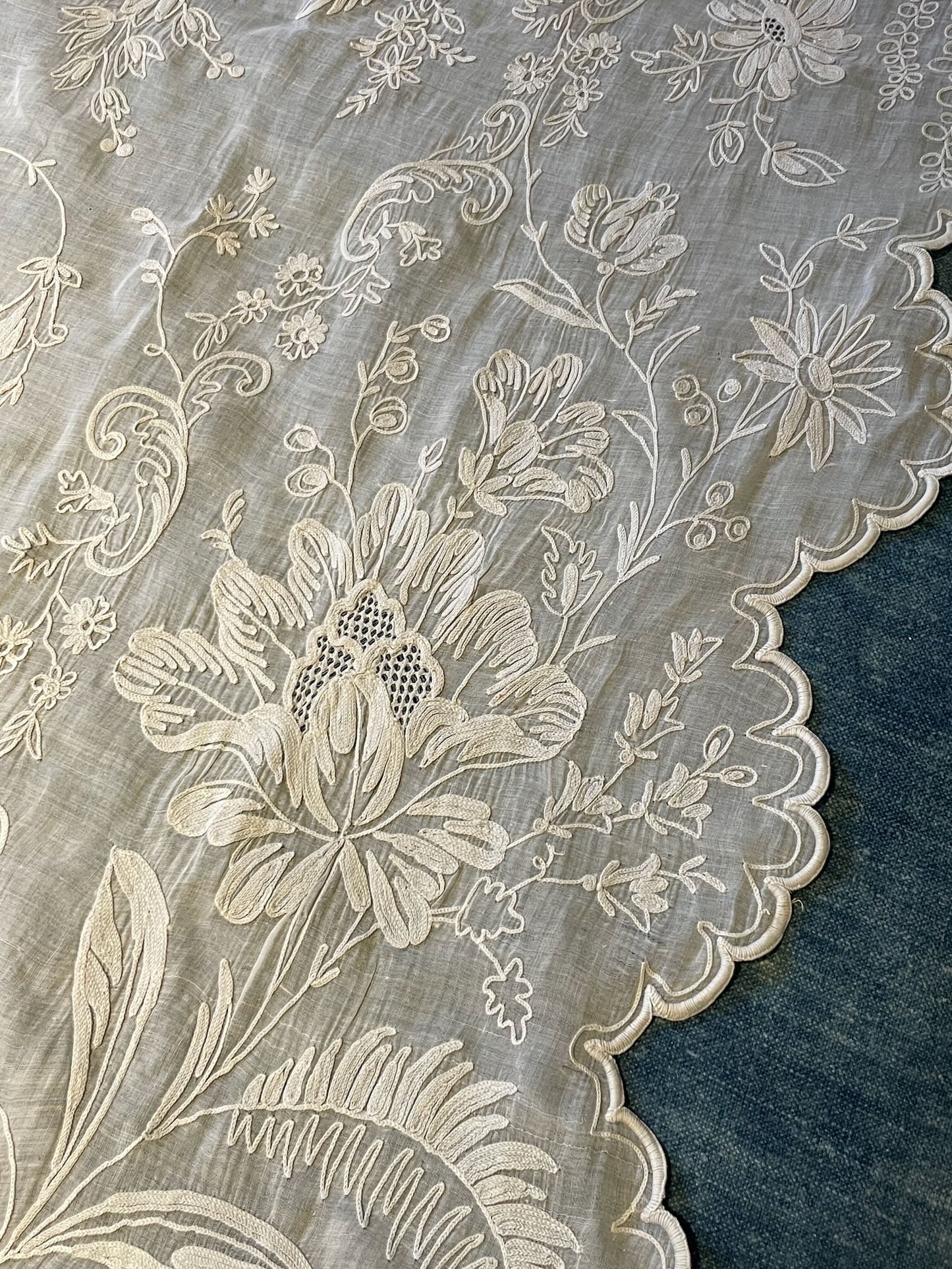 
                  
                    antique french curtain rideau de cornelys hand embroidered sheer window treatment long floral paris
                  
                