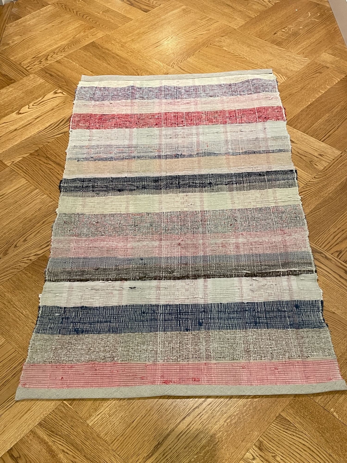 small rag rug cotton mat grey pink striped vintage bath mat hall carpet machine washable