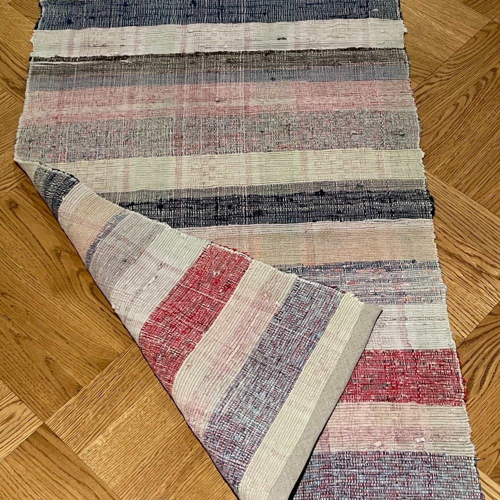 small rag rug cotton mat grey pink striped vintage bath mat hall carpet machine washable