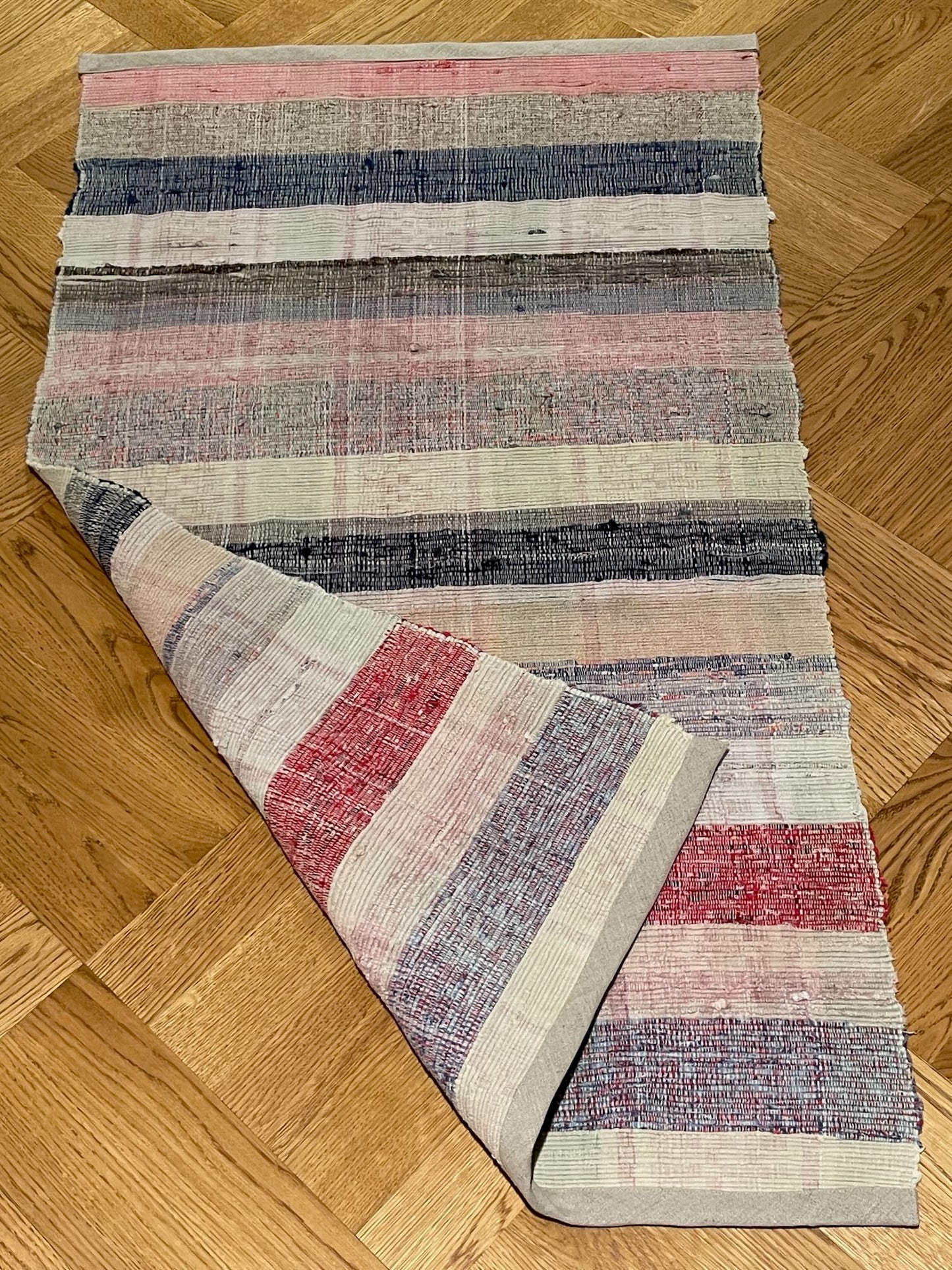 small rag rug cotton mat grey pink striped vintage bath mat hall carpet machine washable