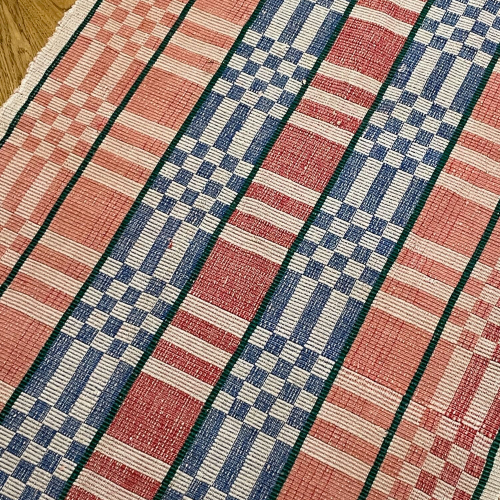 red blue rips rug floor runner trasmatta hungarian geometric washable long hall carpet vintage
