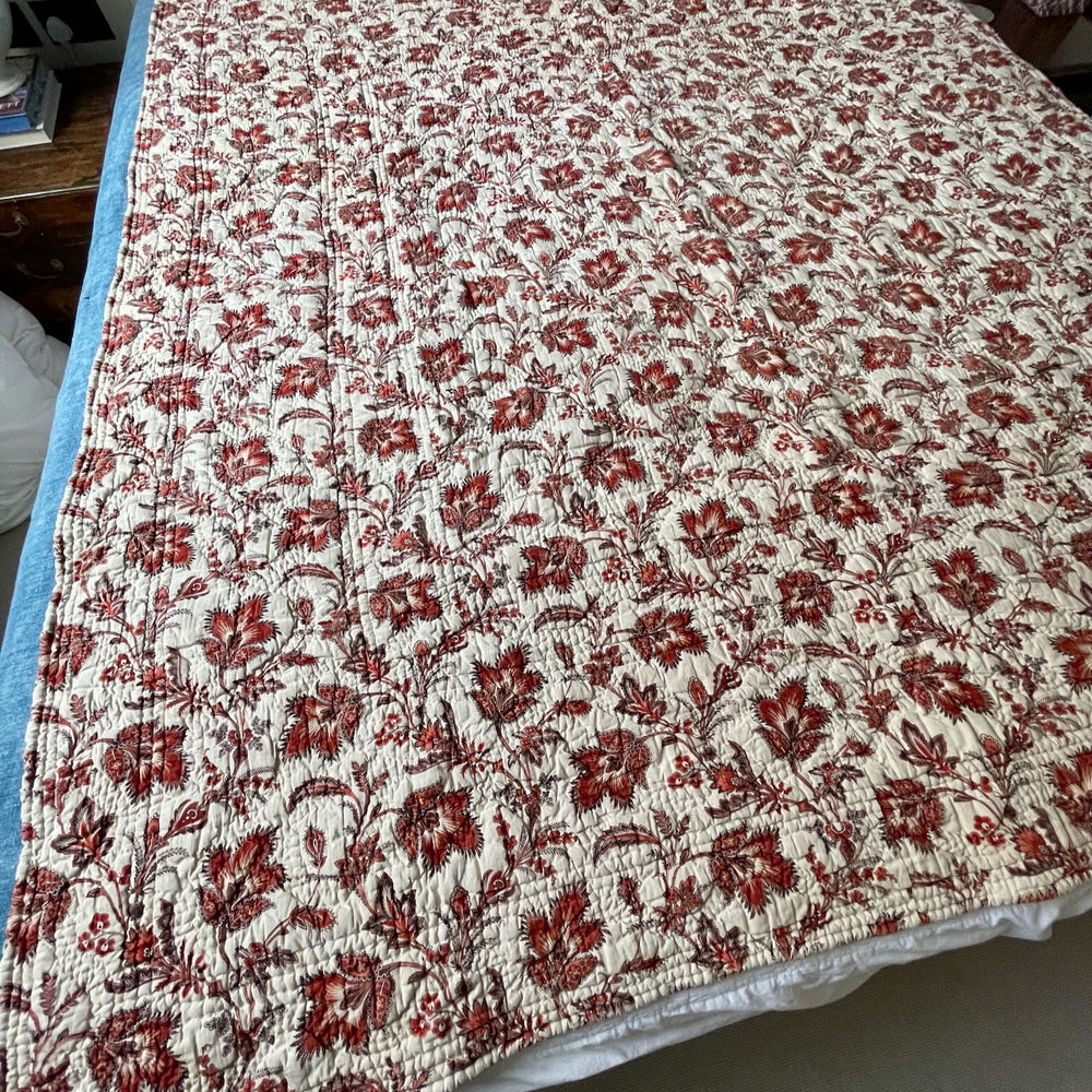 
                  
                    antique french quilt wholecloth comforter provence pique floral cotton rare collectors item 
                  
                