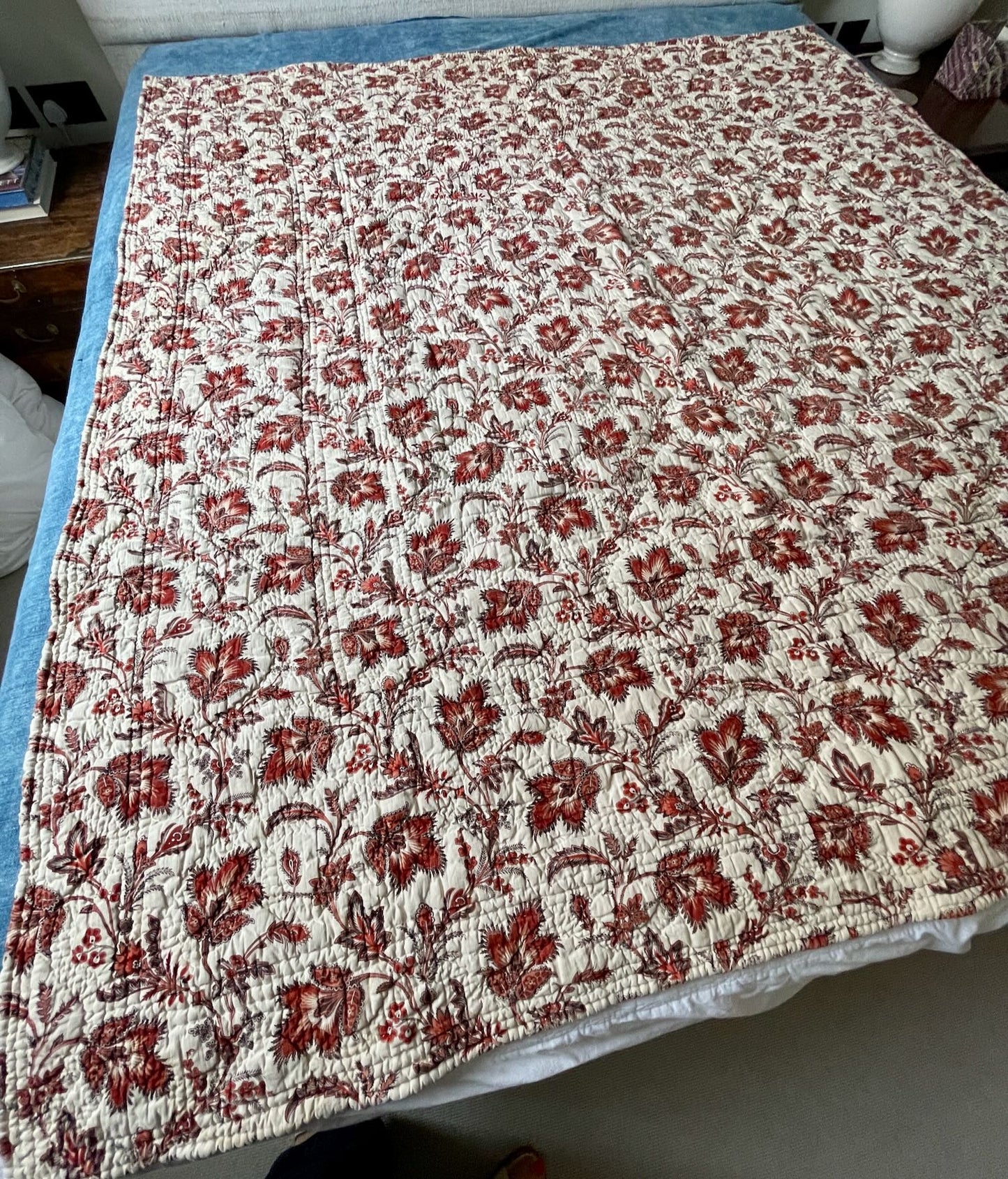 
                  
                    antique french quilt wholecloth comforter provence pique floral cotton rare collectors item 
                  
                