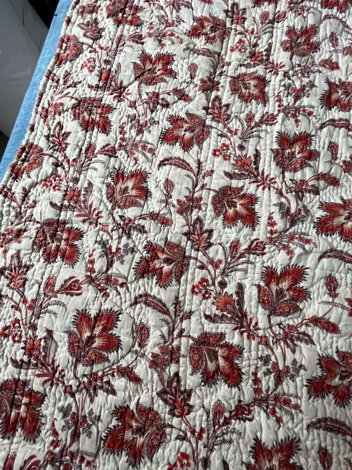 
                  
                    antique french quilt wholecloth comforter provence pique floral cotton rare collectors item 
                  
                
