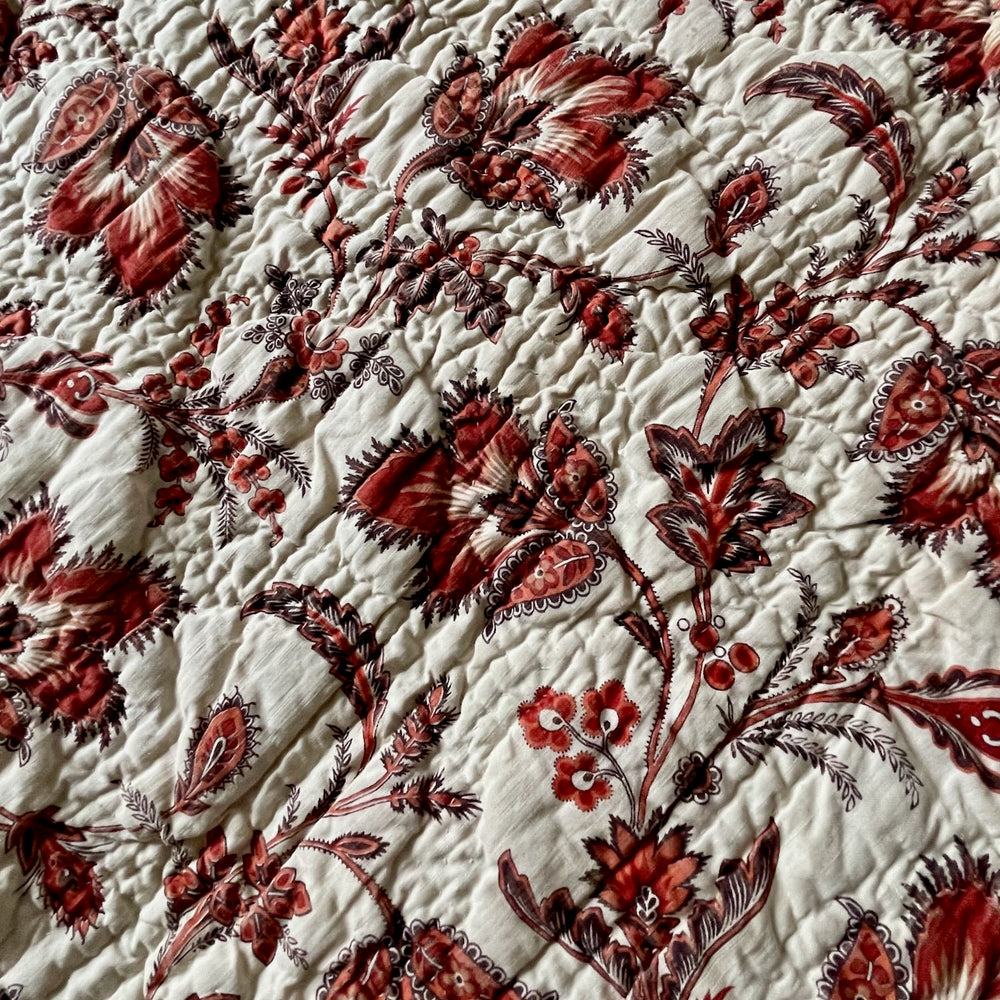 
                  
                    antique french quilt wholecloth comforter provence pique floral cotton rare collectors item 
                  
                