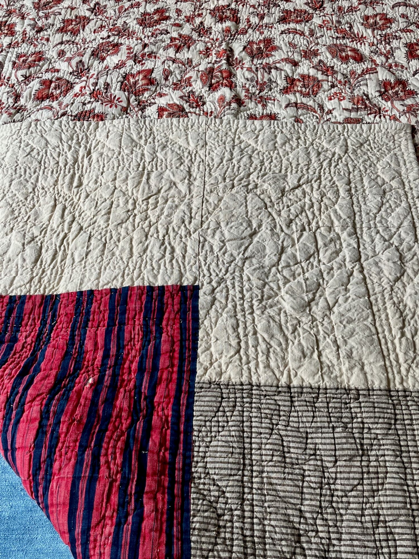 
                  
                    antique french quilt wholecloth comforter provence pique floral cotton rare collectors item 
                  
                