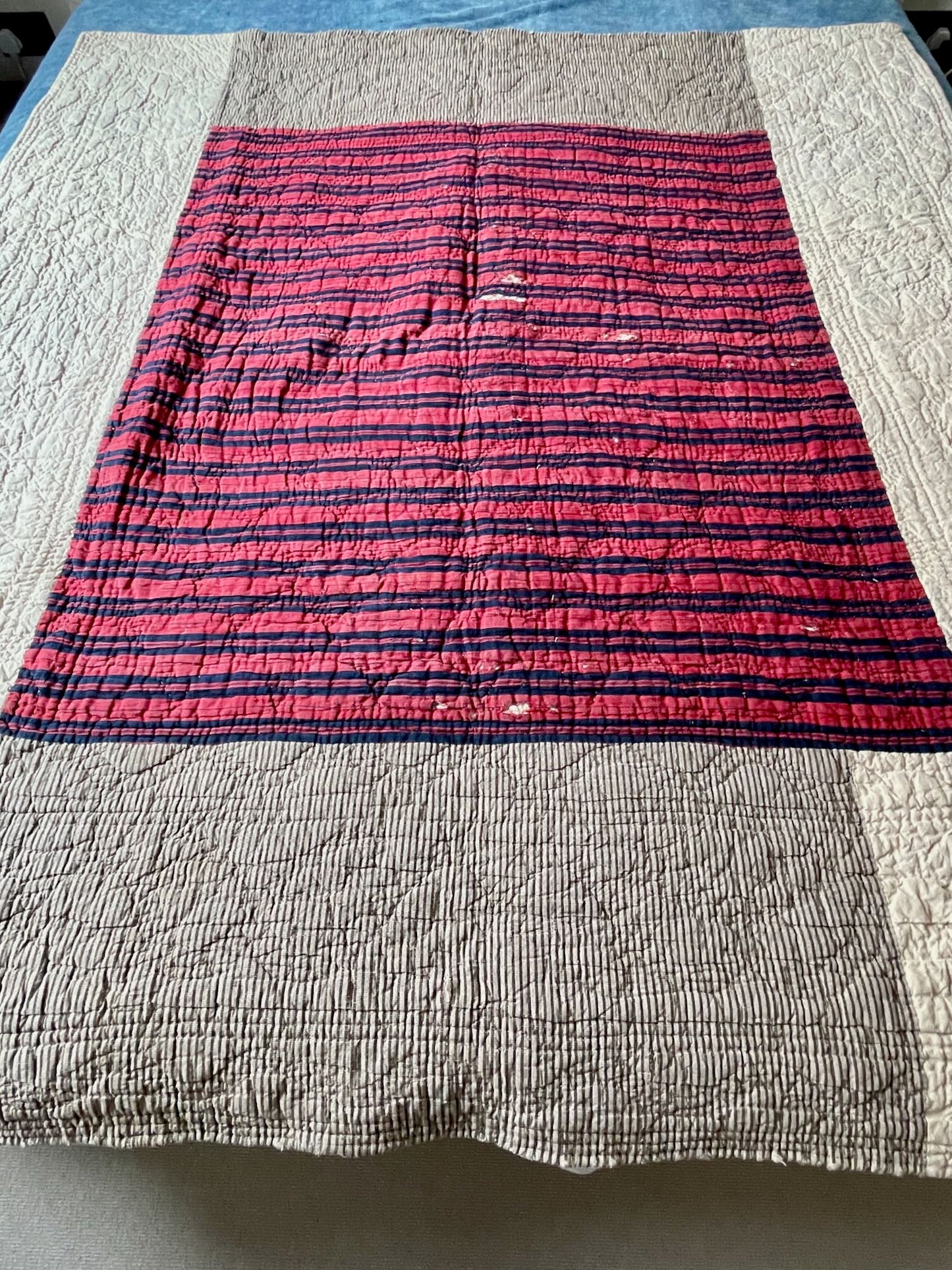 
                  
                    antique french quilt wholecloth comforter provence pique floral cotton rare collectors item 
                  
                
