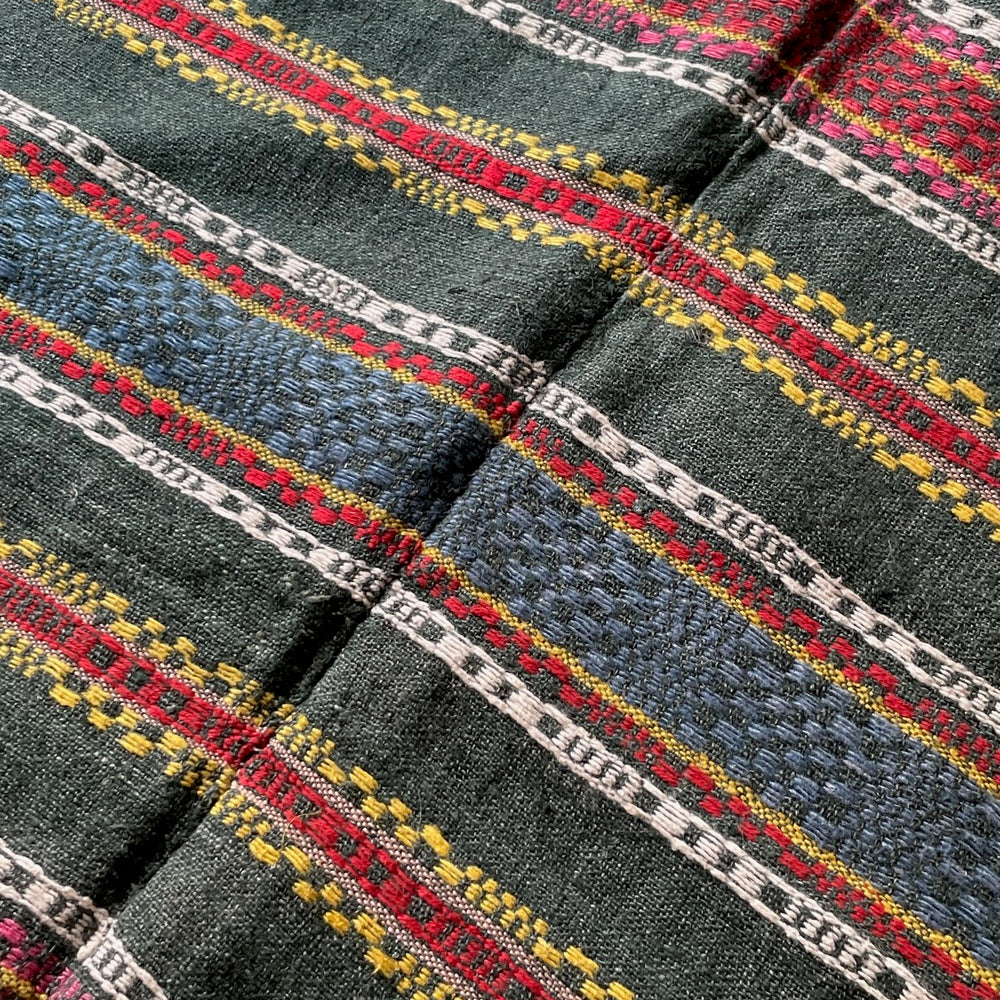 
                  
                    green red blue pink striped hand loomed blanket throw upholstery fabric east europe folk textile 
                  
                