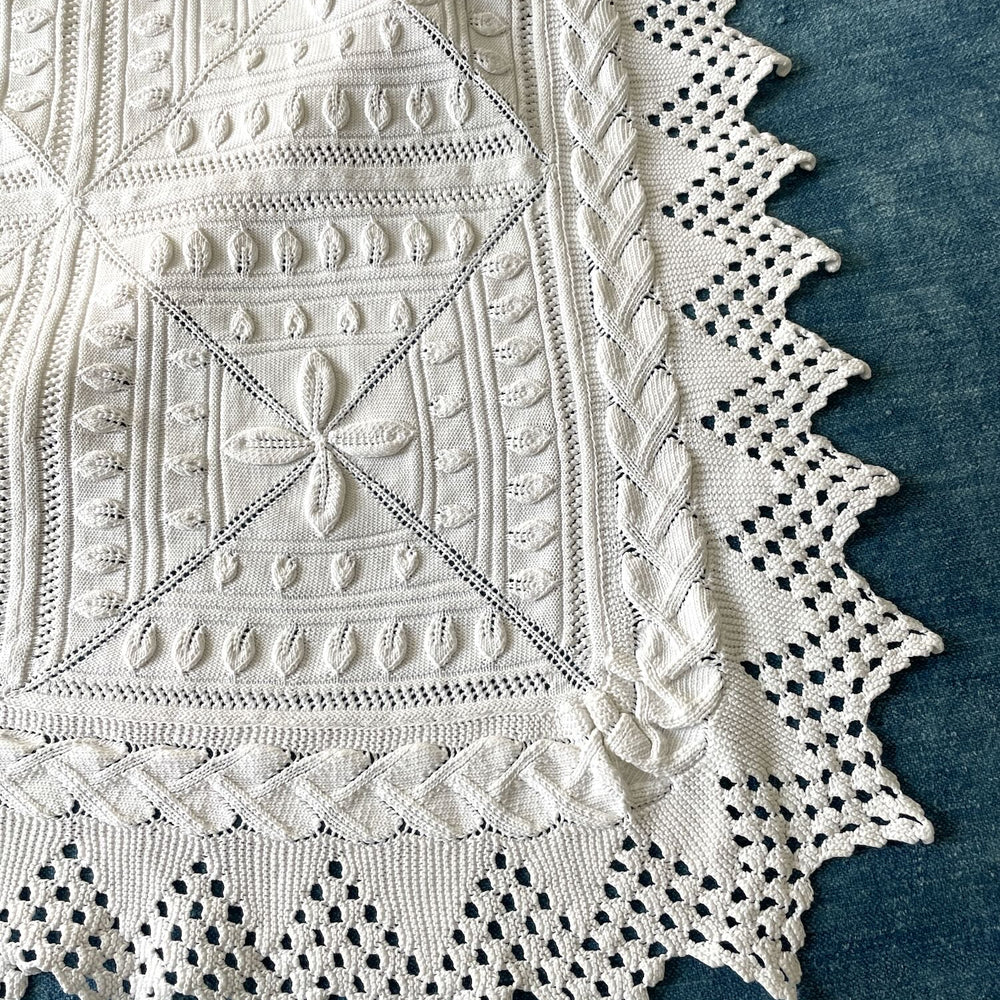 white cotton knitted french bedcover coverlet comforter vintage hand made double single