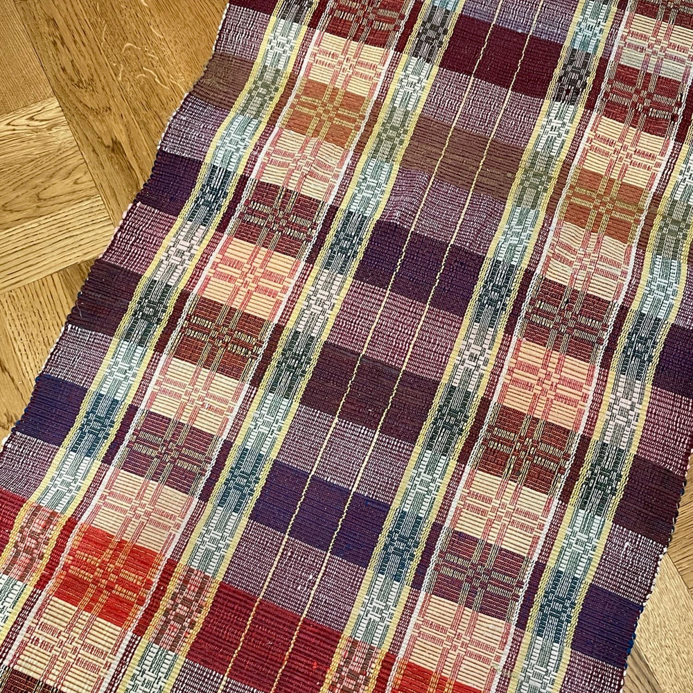long hall carpet trasmatta floor runner rips rug geometric pattern red yellow blue washable vintage