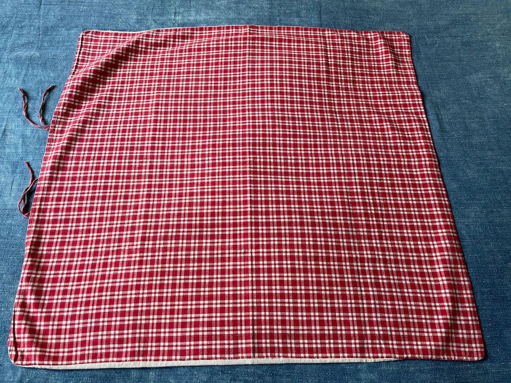 raspberry red pink check alsace kelsch pillow cover cushion material antique linen fabric 