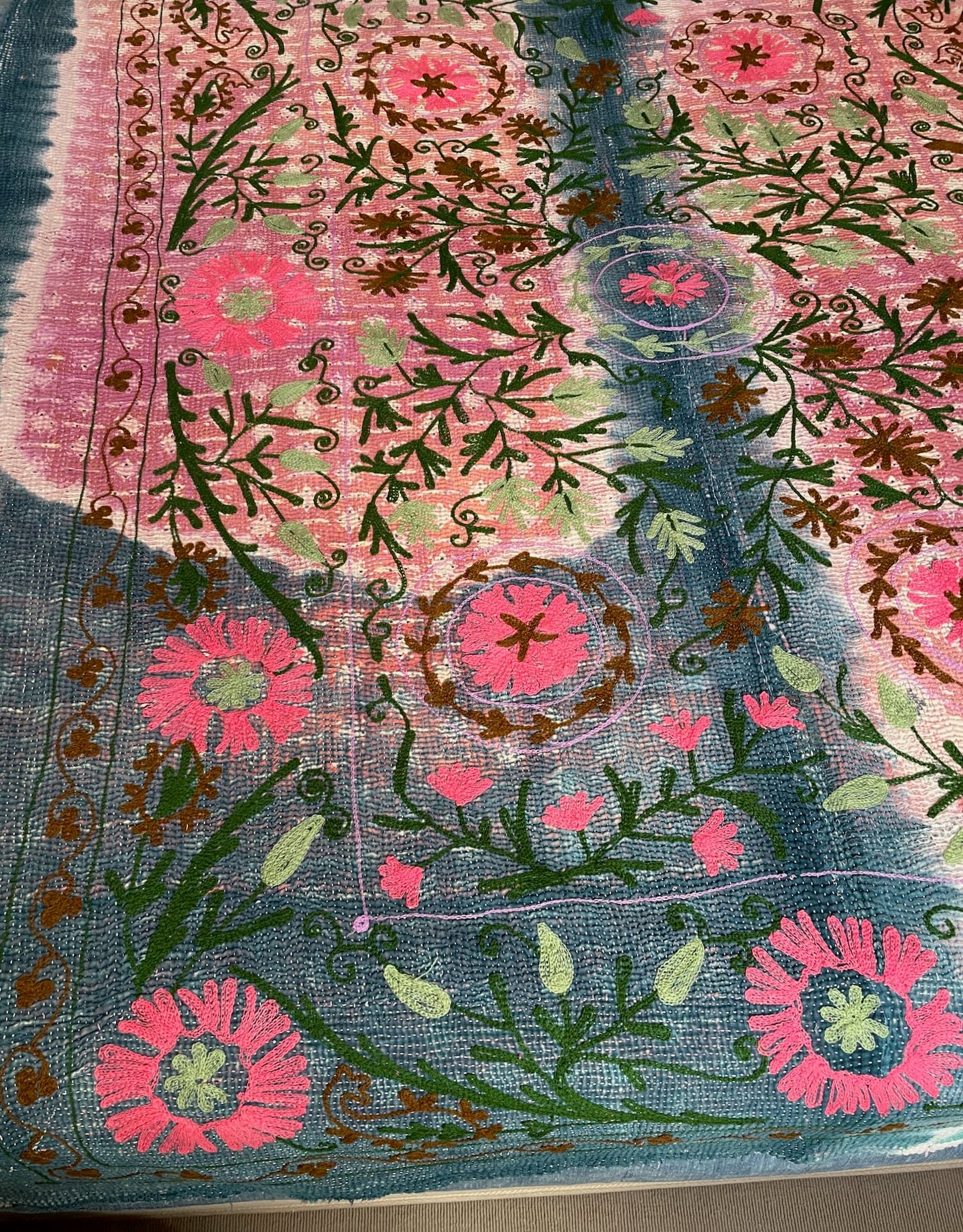 
                  
                    blue pink colourful kantha quilt throw sofa comforter hand made suzani cotton washable
                  
                