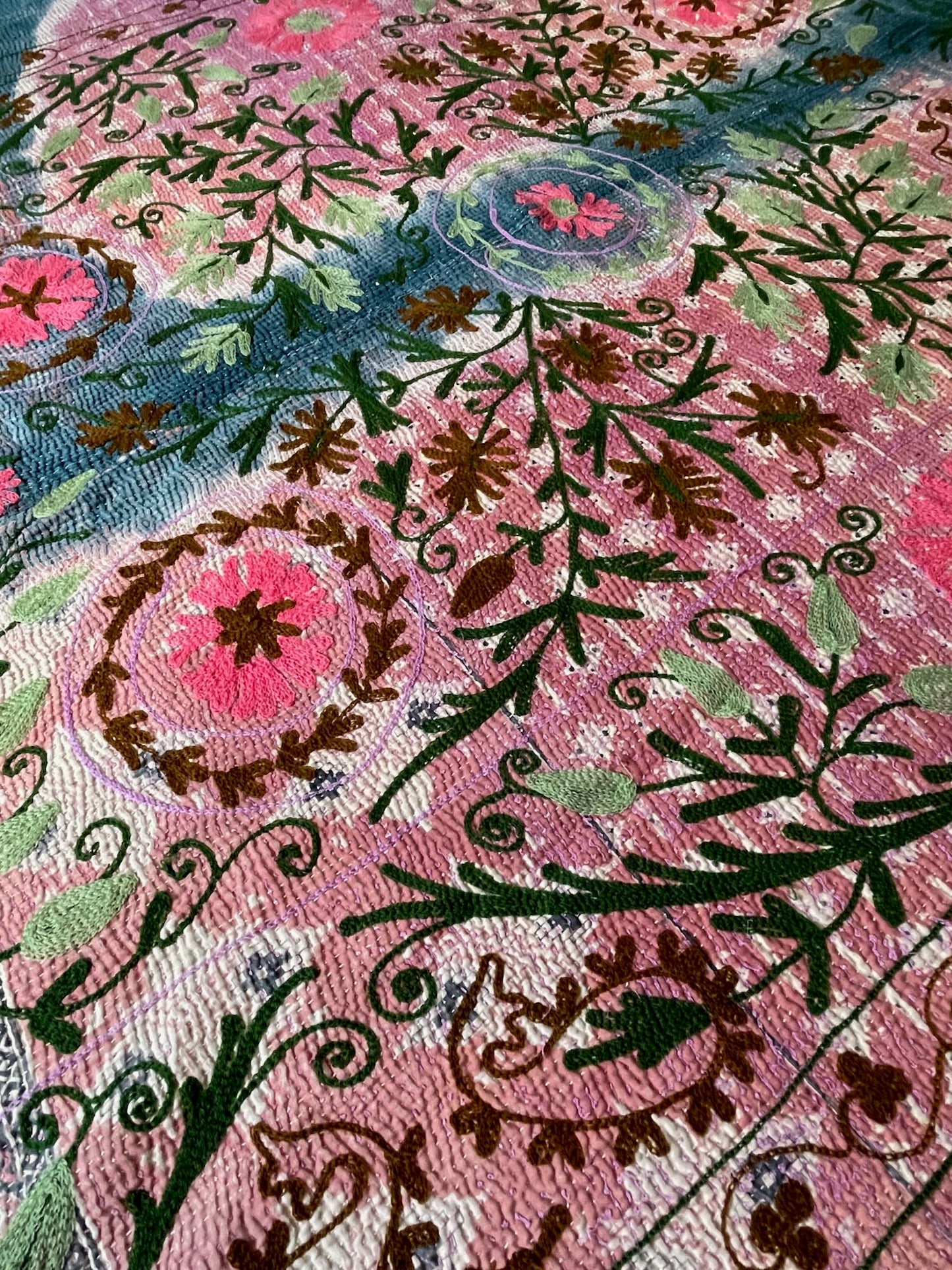 
                  
                    blue pink colourful kantha quilt throw sofa comforter hand made suzani cotton washable
                  
                