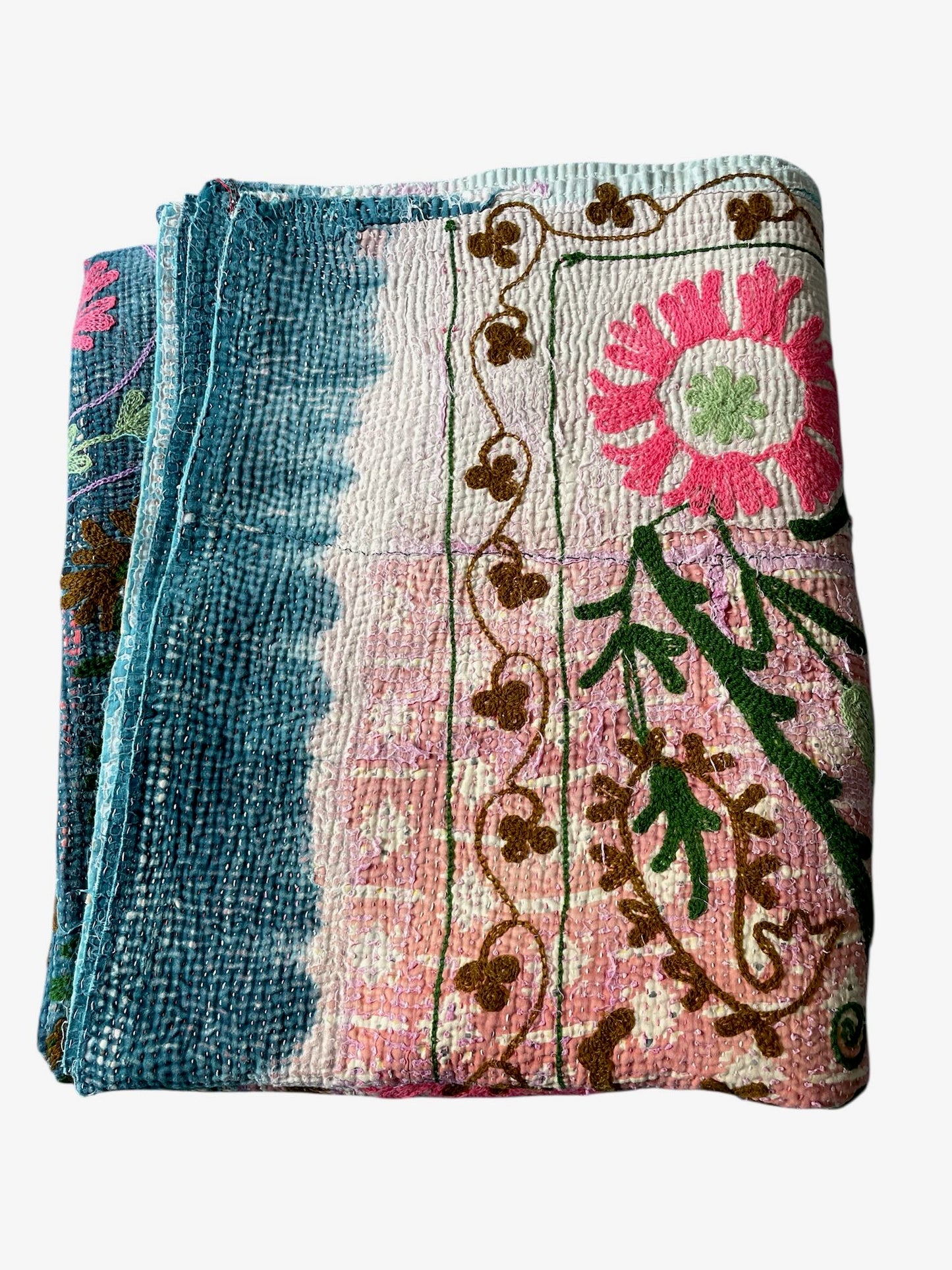 
                  
                    blue pink colourful kantha quilt throw sofa comforter hand made suzani cotton washable
                  
                