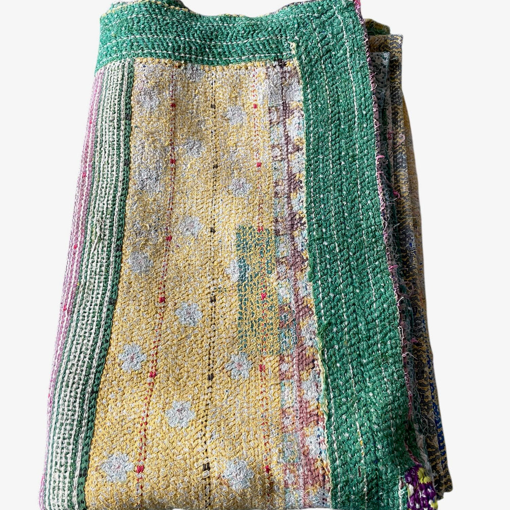 
                  
                    large kantha throw quilt sofa throw blanket bedcover comforter yellow green pink washable
                  
                