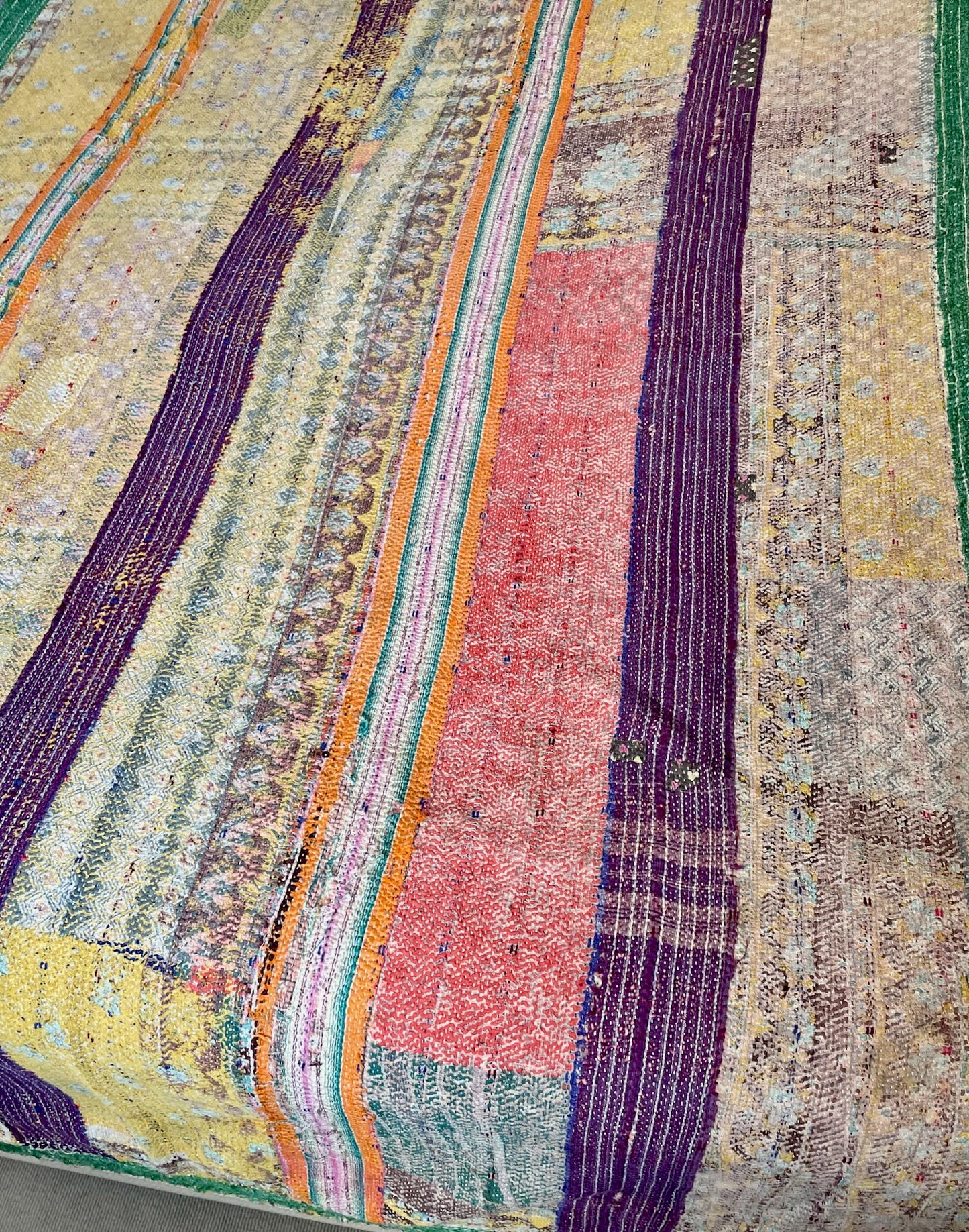 
                  
                    large kantha throw quilt sofa throw blanket bedcover comforter yellow green pink washable
                  
                
