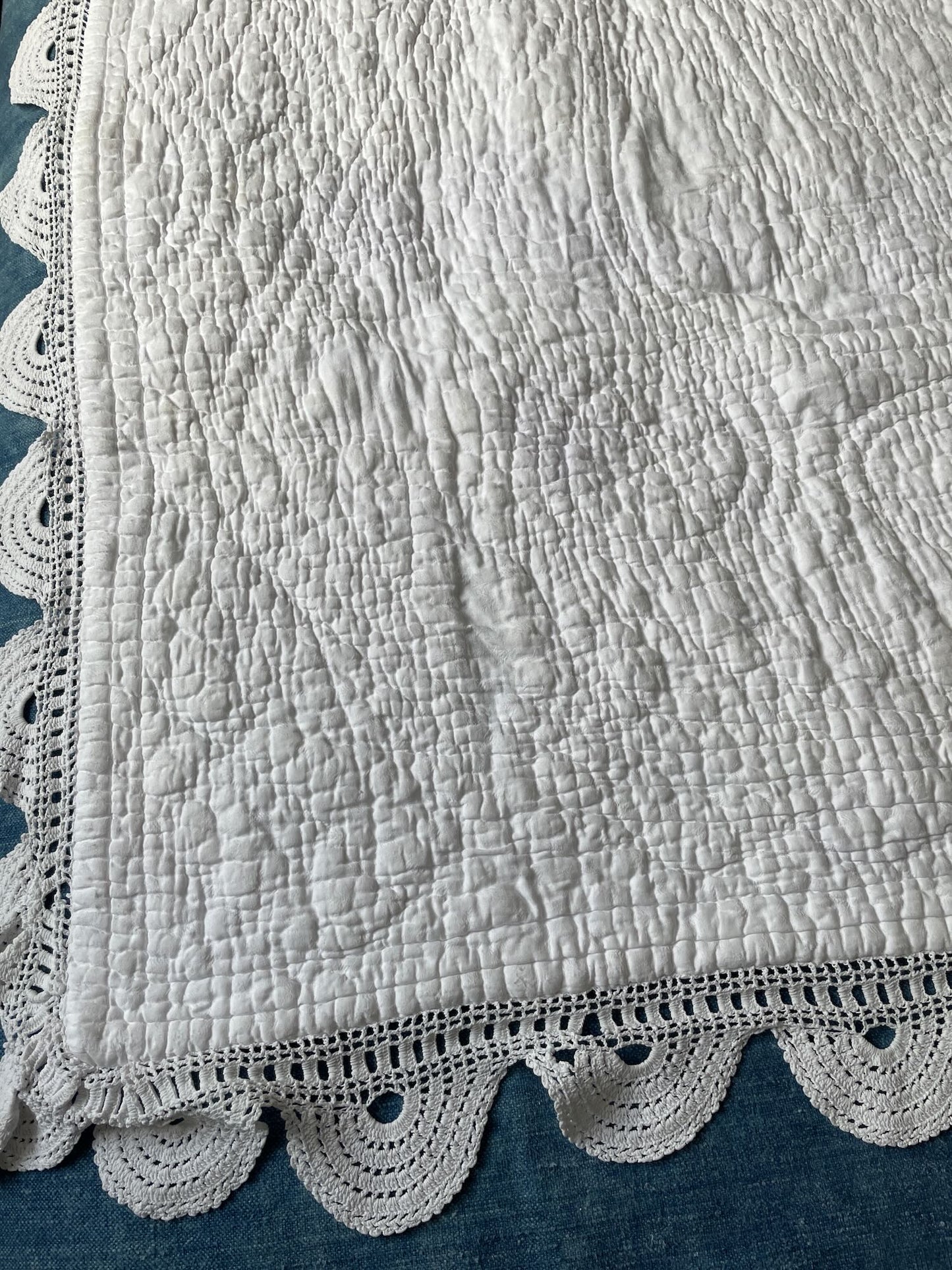 antique french quilt white bedcover pique hand stitched crochet trim single comforter chateau style
