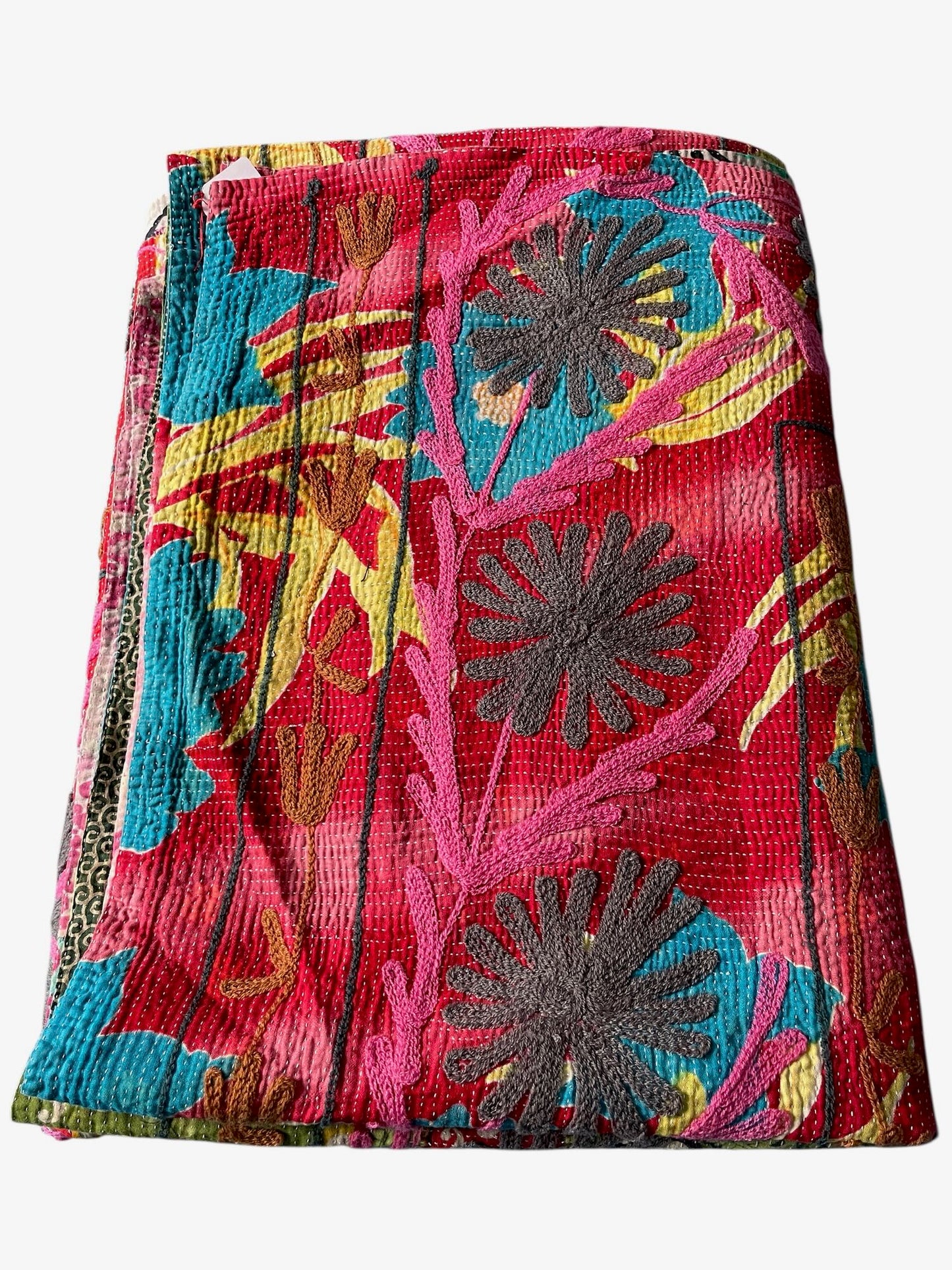 
                  
                    pink green red blue suzani quilt kantha throw bedspread wall hanging cotton large king washable
                  
                