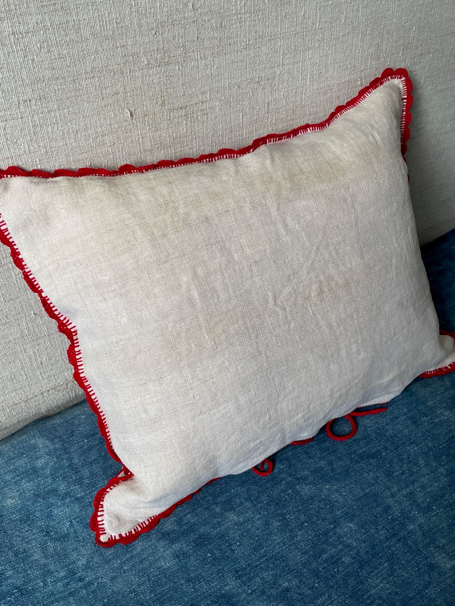
                  
                    red embroidered cushion irasos pillow bird flowers cream linen feather pad transylvanian folk art
                  
                