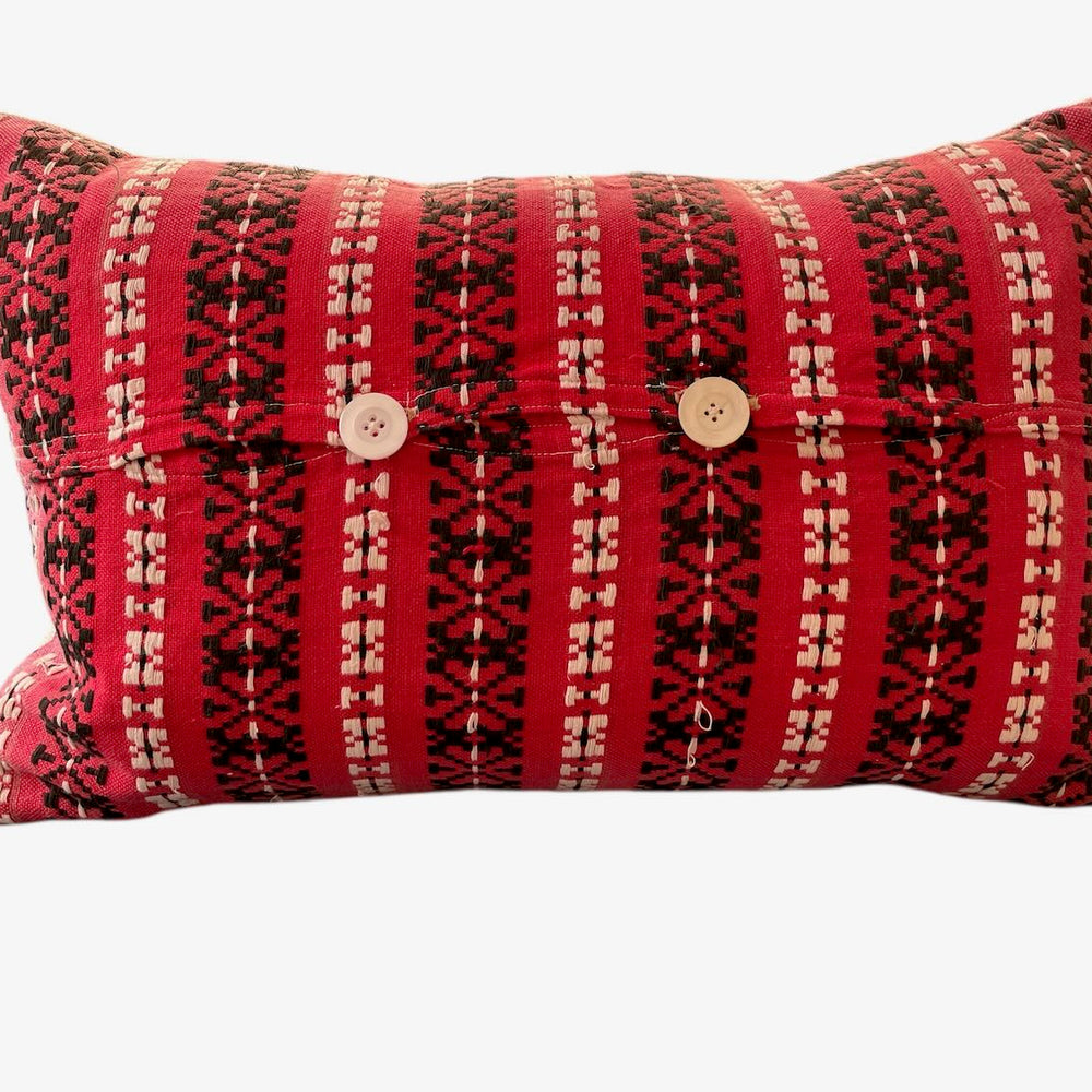 
                  
                    red black cushion cross stitch embroidered pillow sofa throw folk art vintage hungarian textile
                  
                