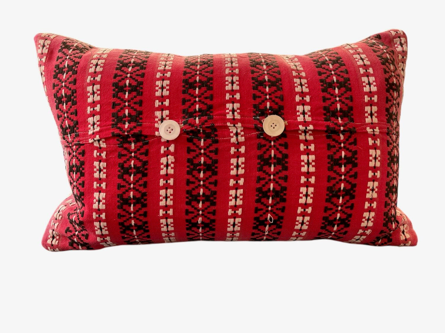 
                  
                    red black cushion cross stitch embroidered pillow sofa throw folk art vintage hungarian textile
                  
                