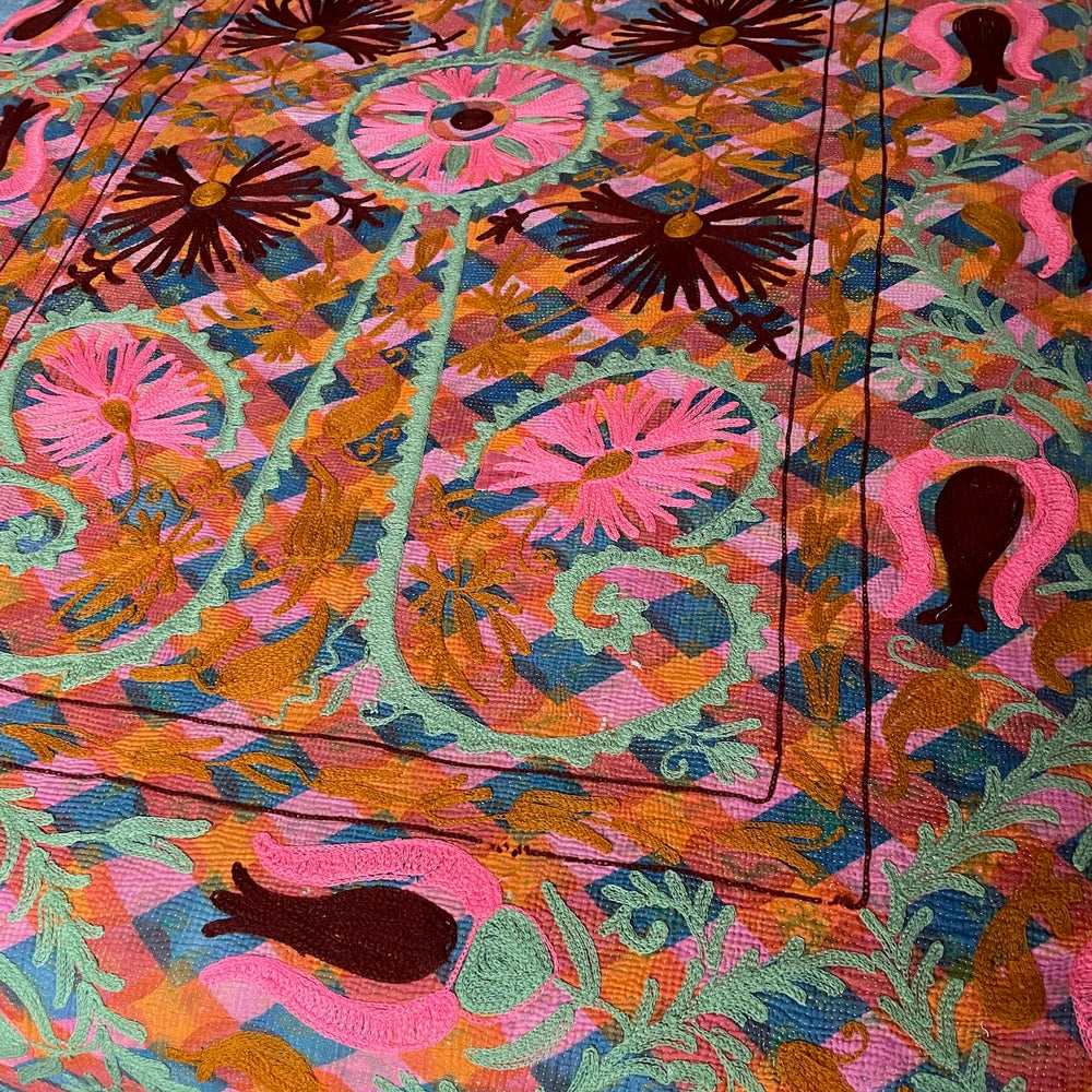 
                  
                    bright colourful kantha quilt suzani embroidered bedcover wall hanging single double washable
                  
                