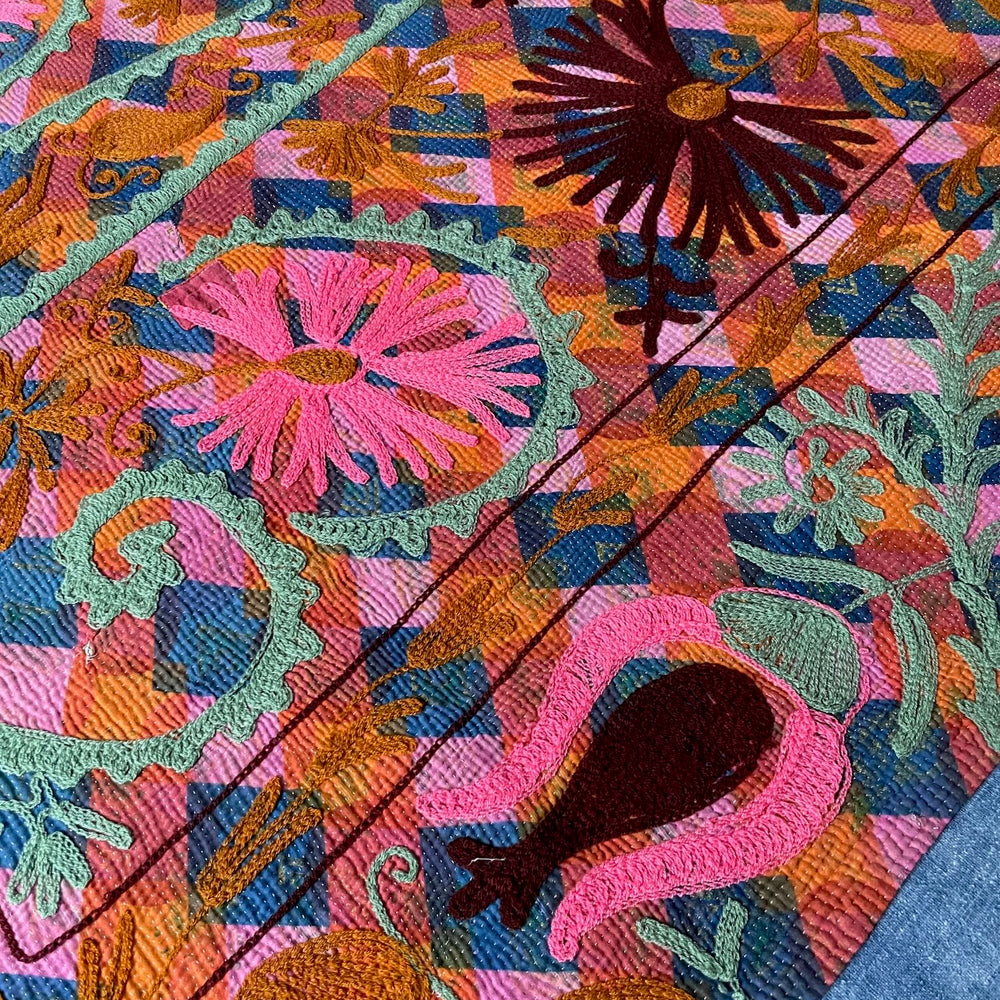 
                  
                    bright colourful kantha quilt suzani embroidered bedcover wall hanging single double washable
                  
                