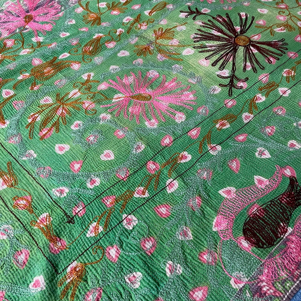 
                  
                    bright colourful kantha quilt suzani embroidered bedcover wall hanging single double washable
                  
                