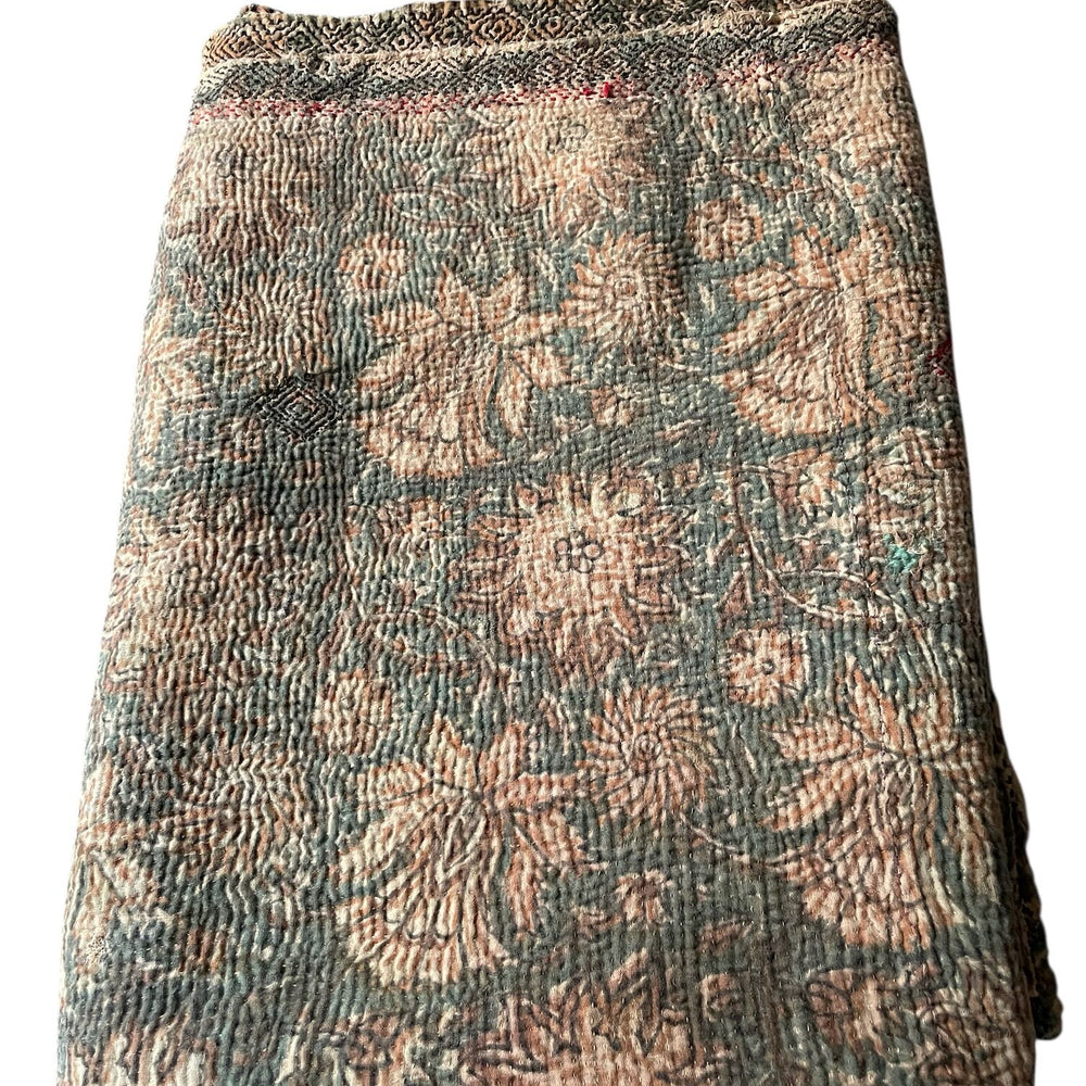 
                  
                    block print bedspread kantha quilt sofa throw cotton comforter fall colours leaves washable
                  
                