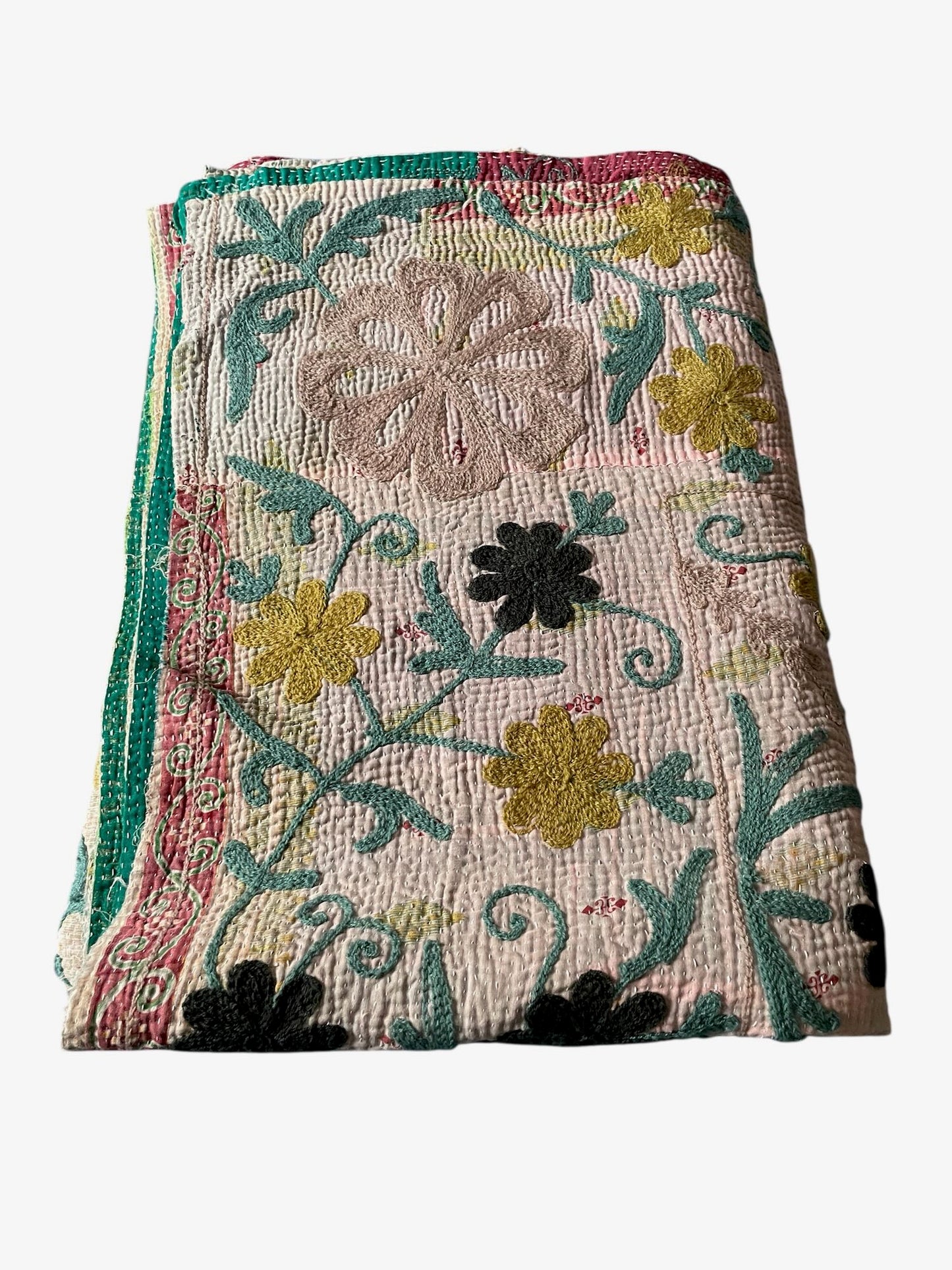 
                  
                    pretty pale pink kantha suzani style throw wall hanging sofa bedspread quilt embroidered washable
                  
                