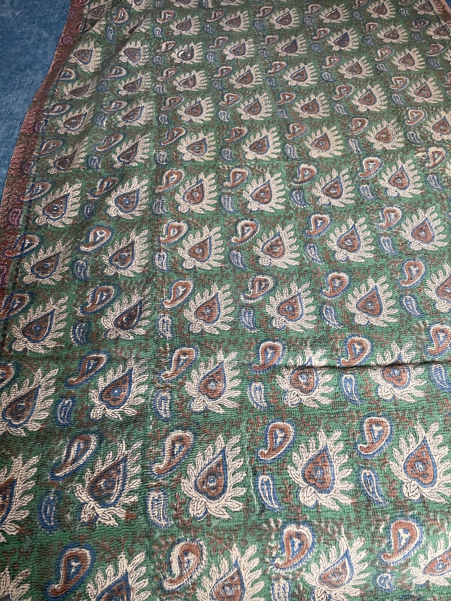 
                  
                    green brown fall colours kantha quilt cotton bedspread sofa throw single double washable comforter
                  
                