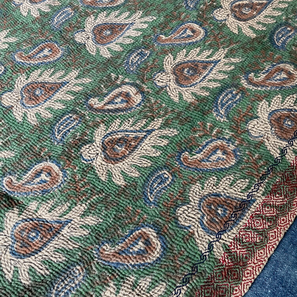 
                  
                    green brown fall colours kantha quilt cotton bedspread sofa throw single double washable comforter
                  
                