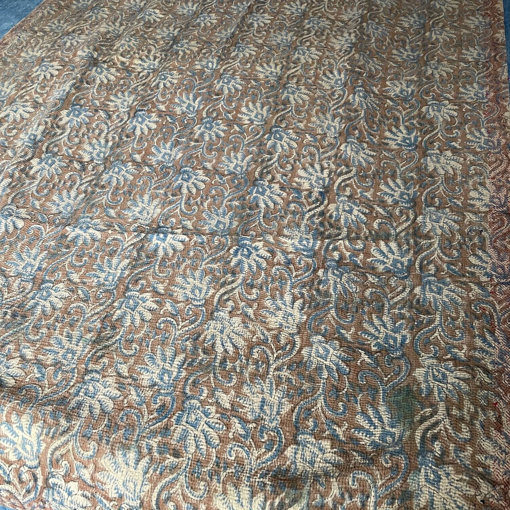 
                  
                    green brown fall colours kantha quilt cotton bedspread sofa throw single double washable comforter
                  
                