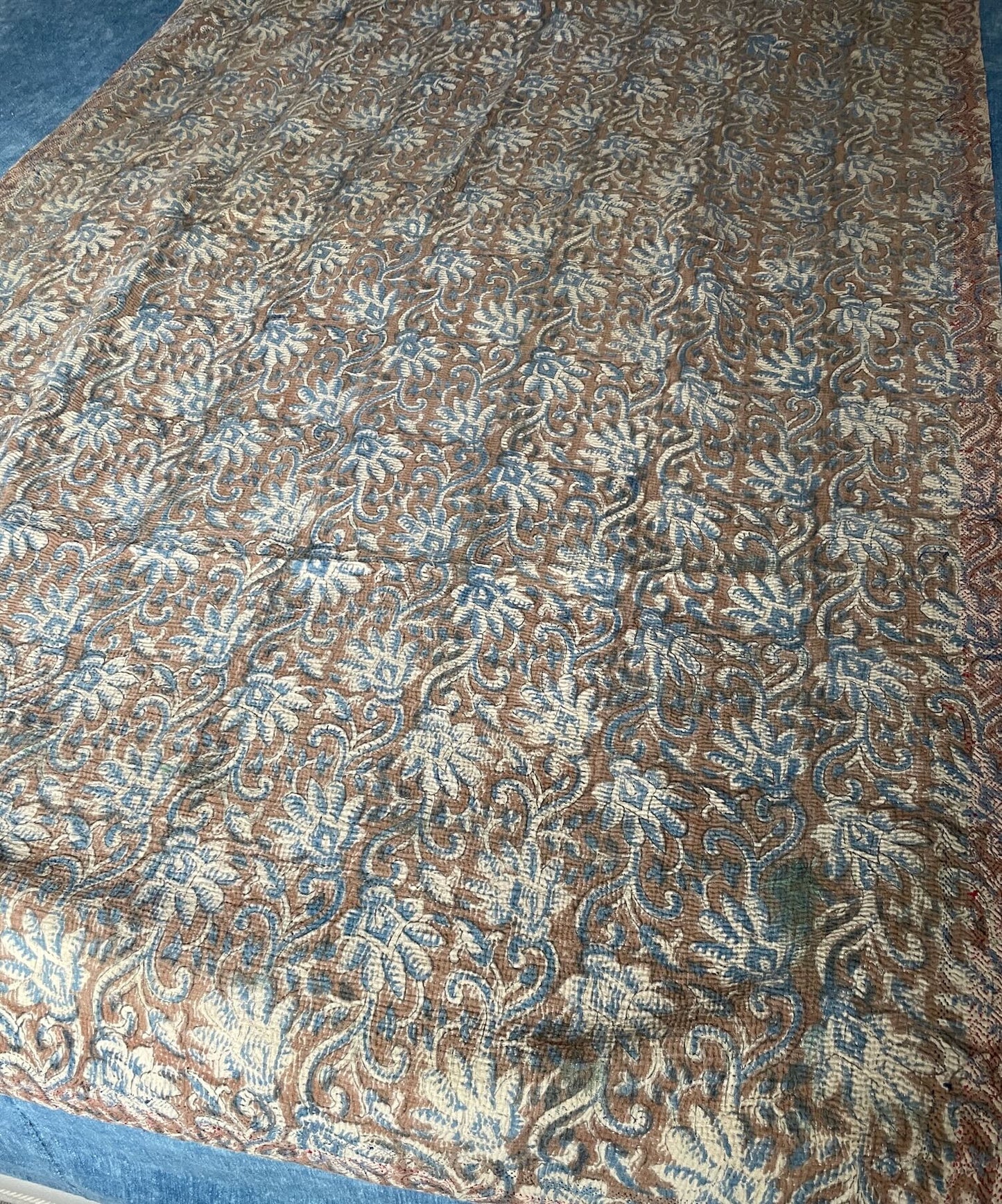 
                  
                    green brown fall colours kantha quilt cotton bedspread sofa throw single double washable comforter
                  
                