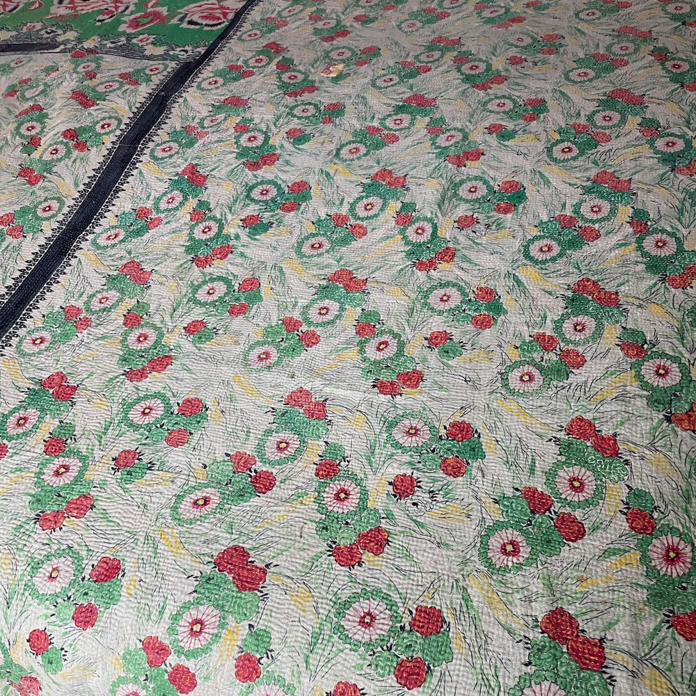 
                  
                    soft green aubergine purple brown kantha bedspread quilt sofa throw boteh pattern washable
                  
                