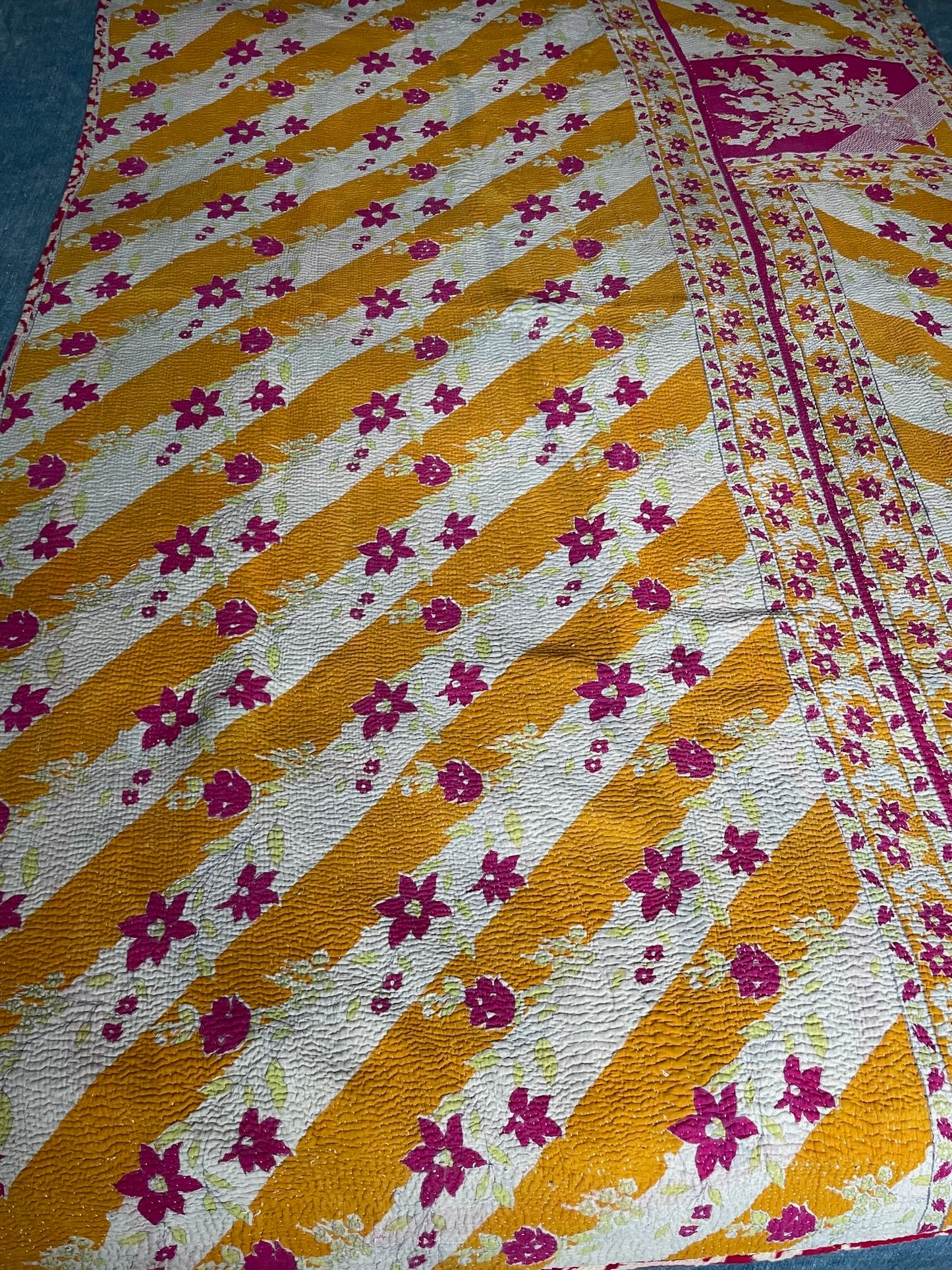 
                  
                    bright orange pink bedspread kantha quilt cotton washable sofa throw hand stitched single double
                  
                