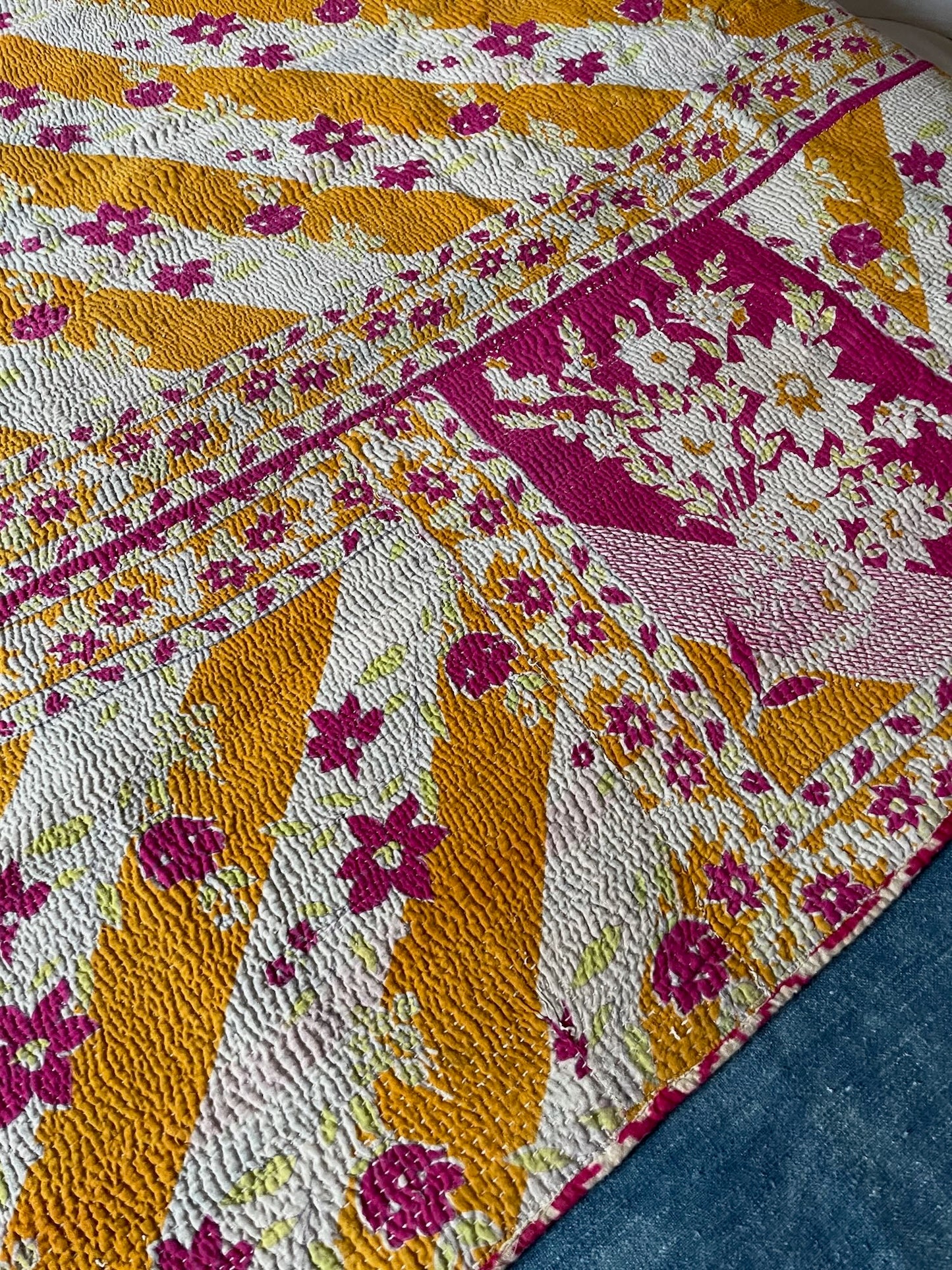 
                  
                    bright orange pink bedspread kantha quilt cotton washable sofa throw hand stitched single double
                  
                