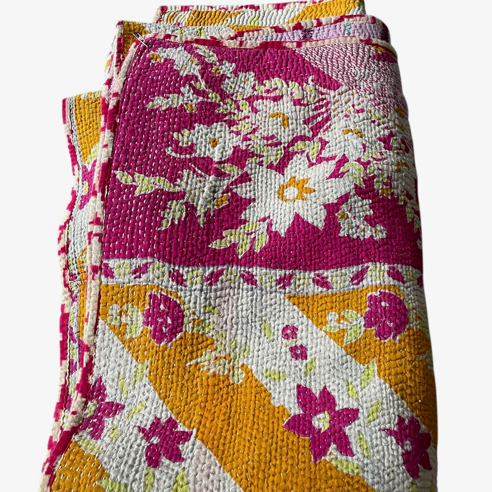 
                  
                    bright orange pink bedspread kantha quilt cotton washable sofa throw hand stitched single double
                  
                