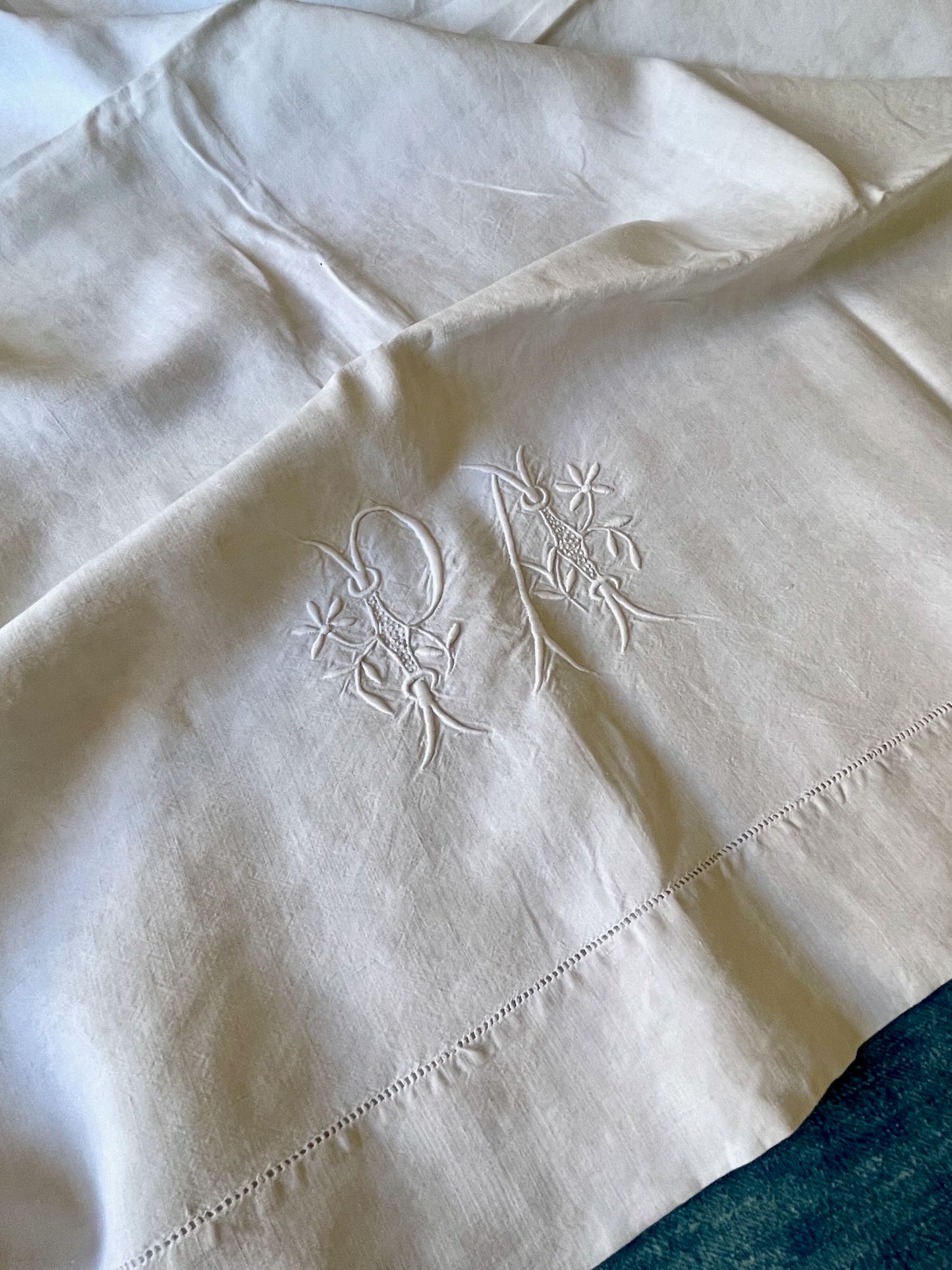 white linen antique french bedsheet curtain pa embroidered monogrammed curtain bedding