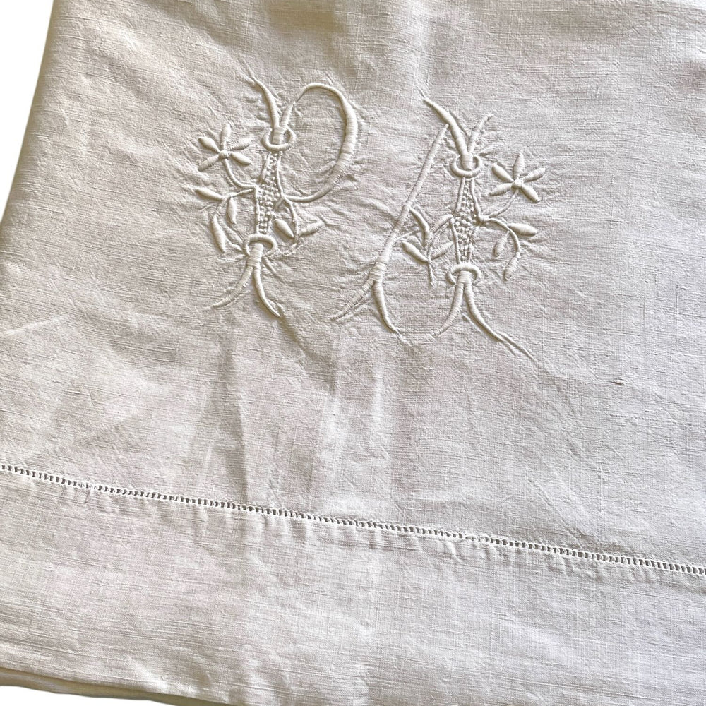 
                  
                    white linen antique french bedsheet curtain pa embroidered monogrammed curtain bedding
                  
                