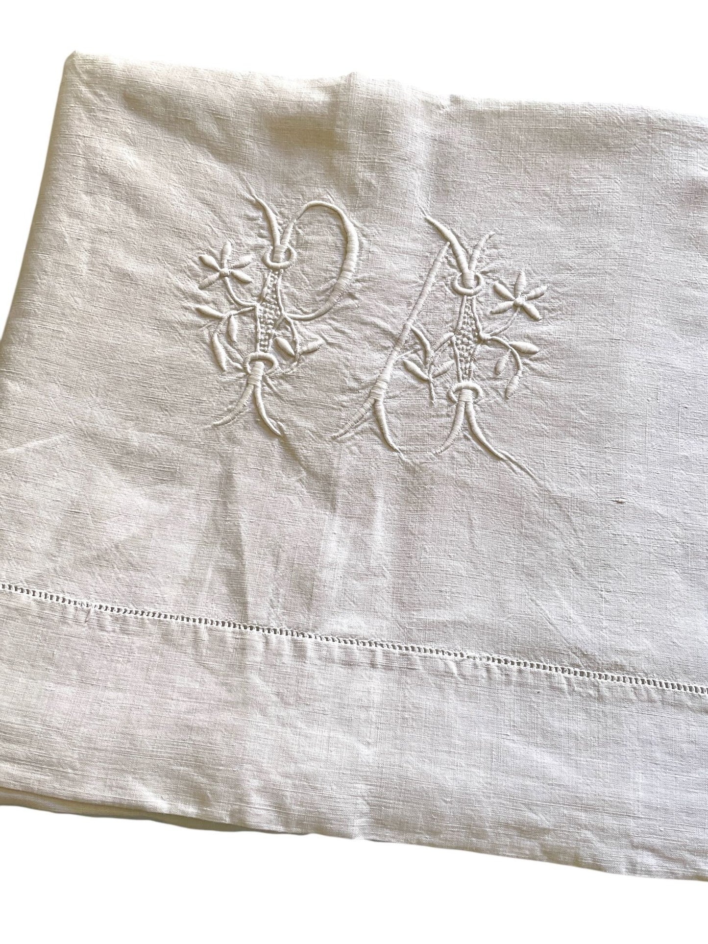 
                  
                    white linen antique french bedsheet curtain pa embroidered monogrammed curtain bedding
                  
                