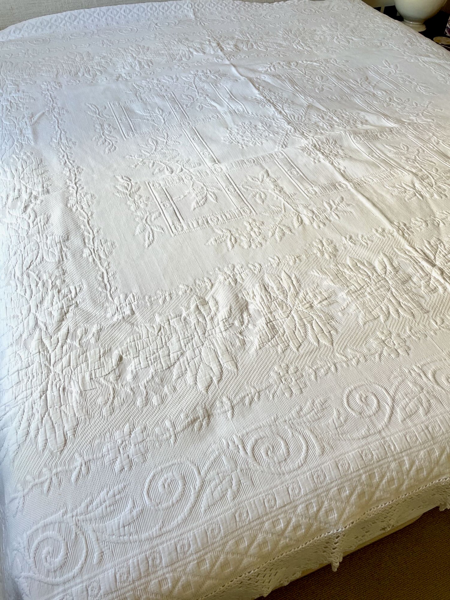 vintage french bedspread pique marseillais marriage quilt white large cotton comforter 