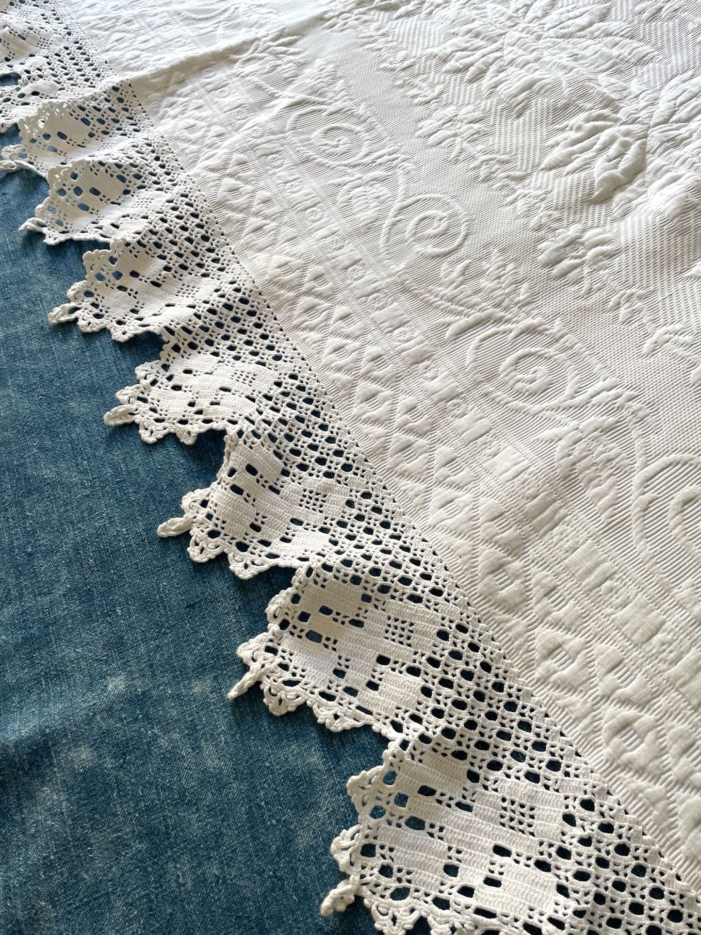 
                  
                    vintage french bedspread pique marseillais marriage quilt white large cotton comforter 
                  
                