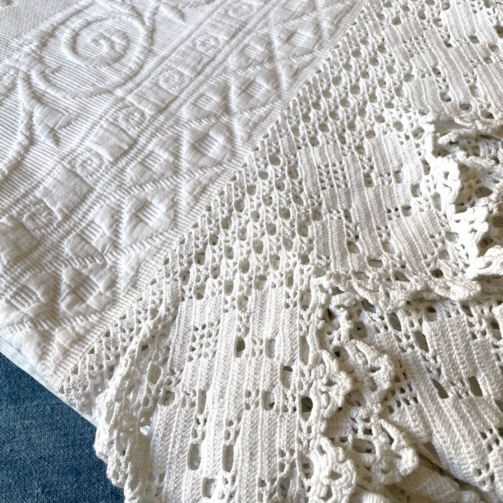 
                  
                    vintage french bedspread pique marseillais marriage quilt white large cotton comforter 
                  
                