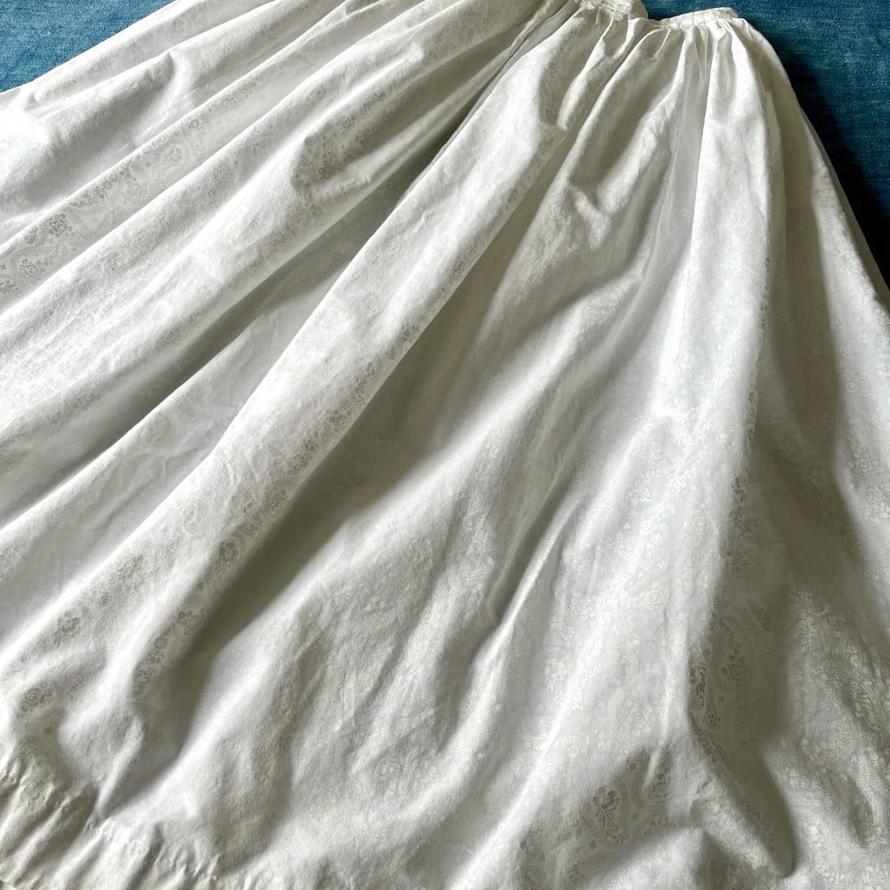 full gathered white cotton vintage skirt long printed floral small full length wedding event wear