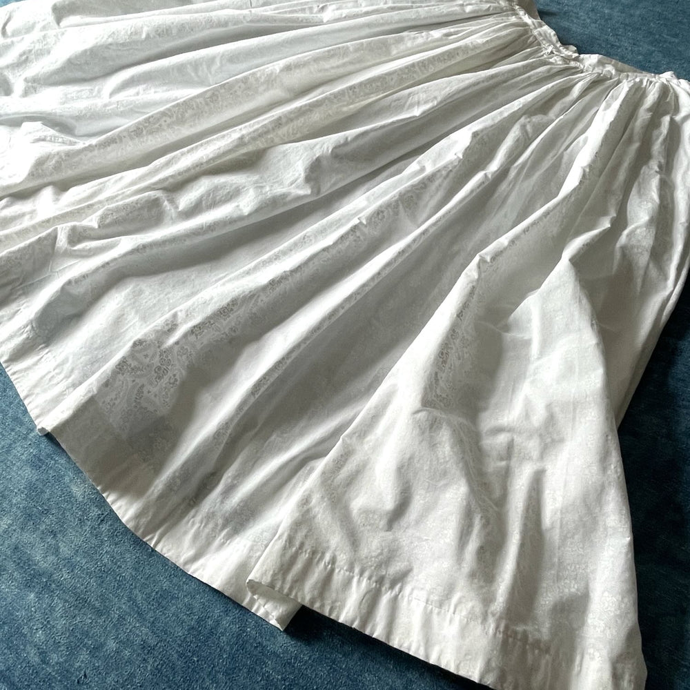 
                  
                    full gathered white cotton vintage skirt long printed floral small full length wedding event wear
                  
                