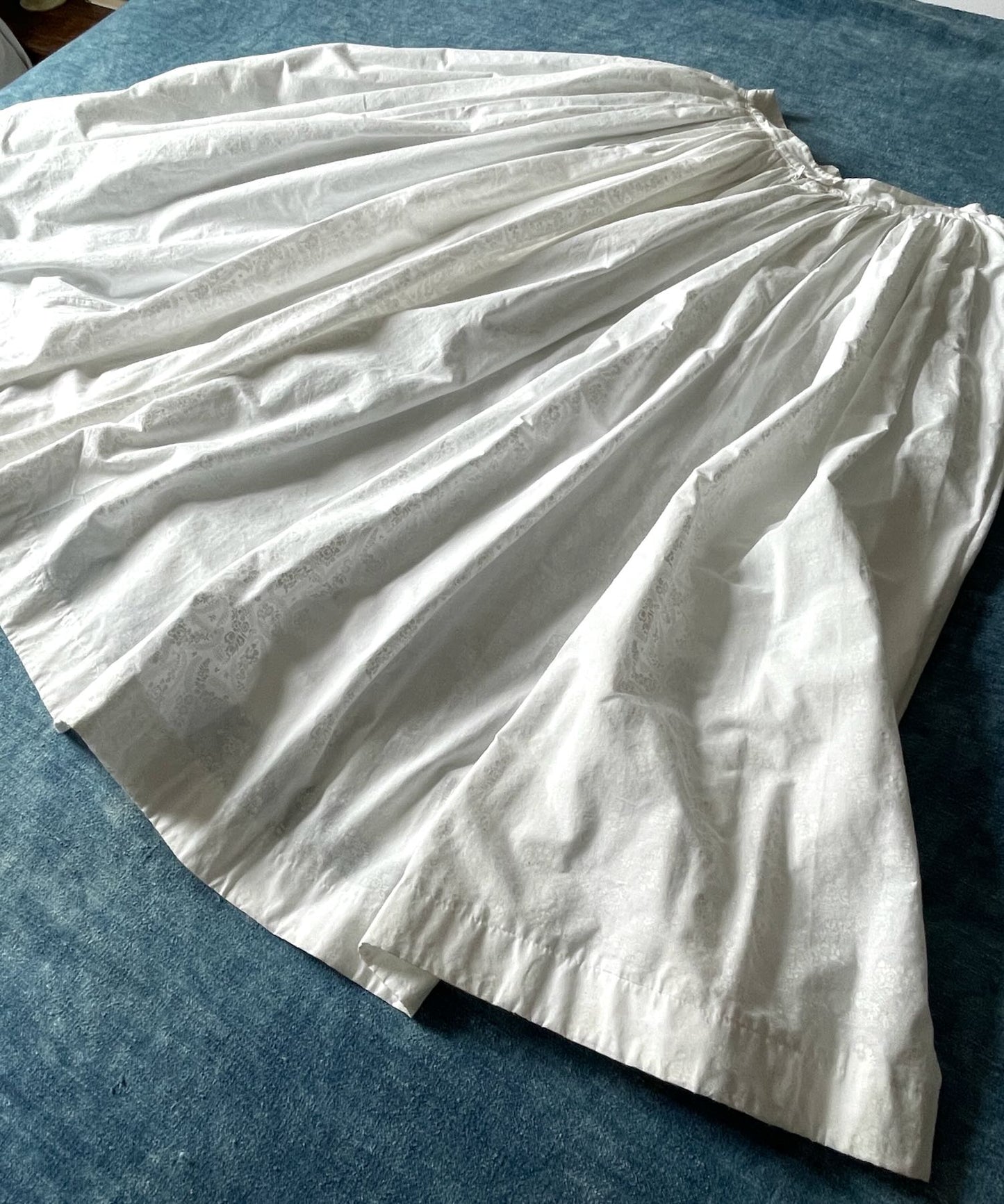 
                  
                    full gathered white cotton vintage skirt long printed floral small full length wedding event wear
                  
                