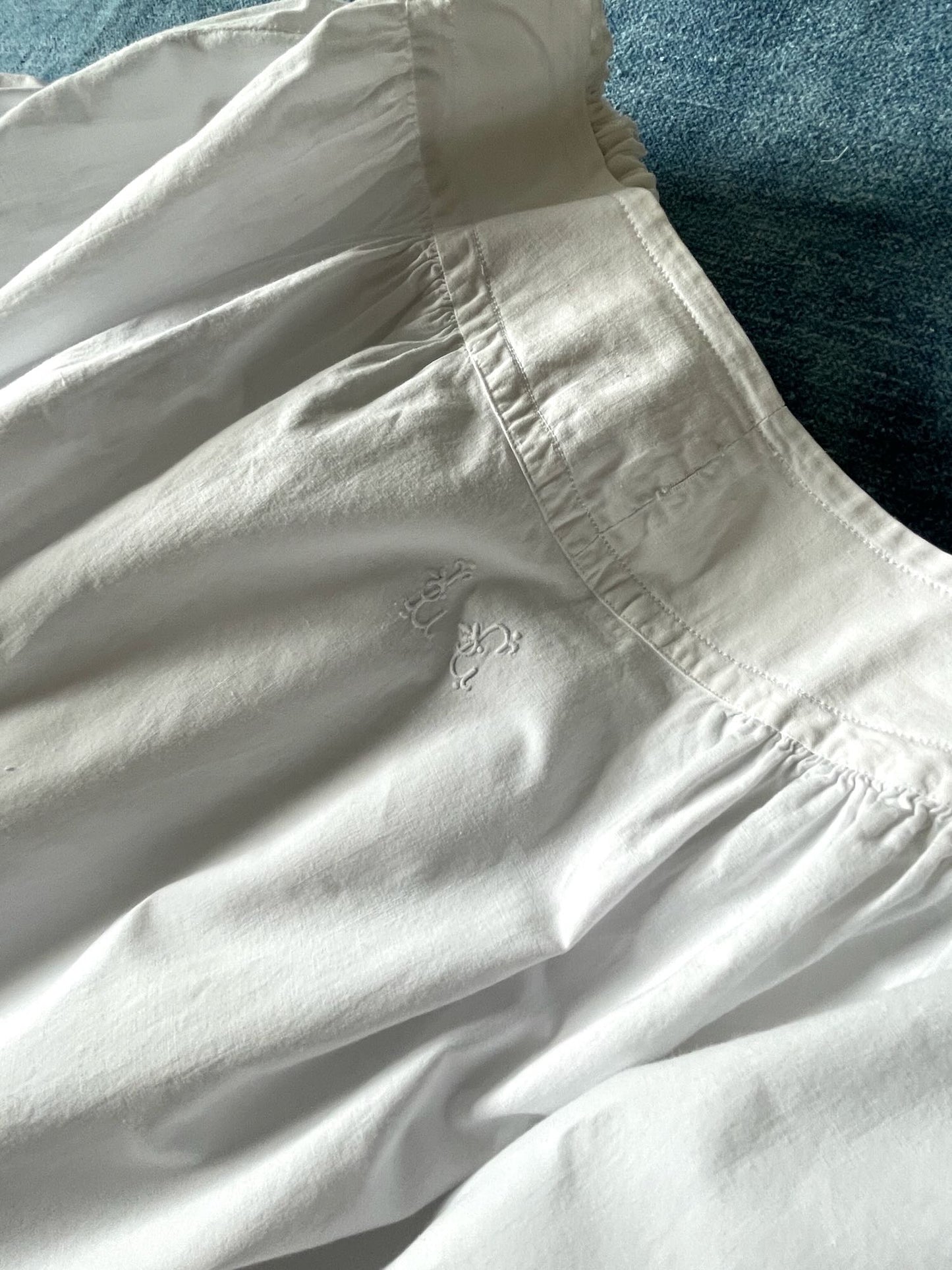 
                  
                    antique french petticoat underskirt jupon white cotton summer skirt scalloped edge pretty medium
                  
                