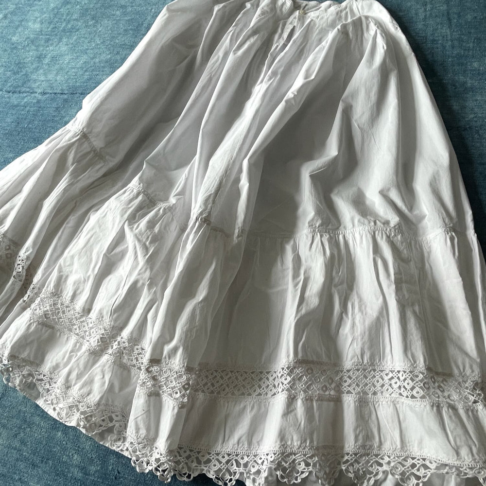 
                  
                    antique french white cotton petticoat underskirt skirt summer lace trim xs size 0 historic costume
                  
                